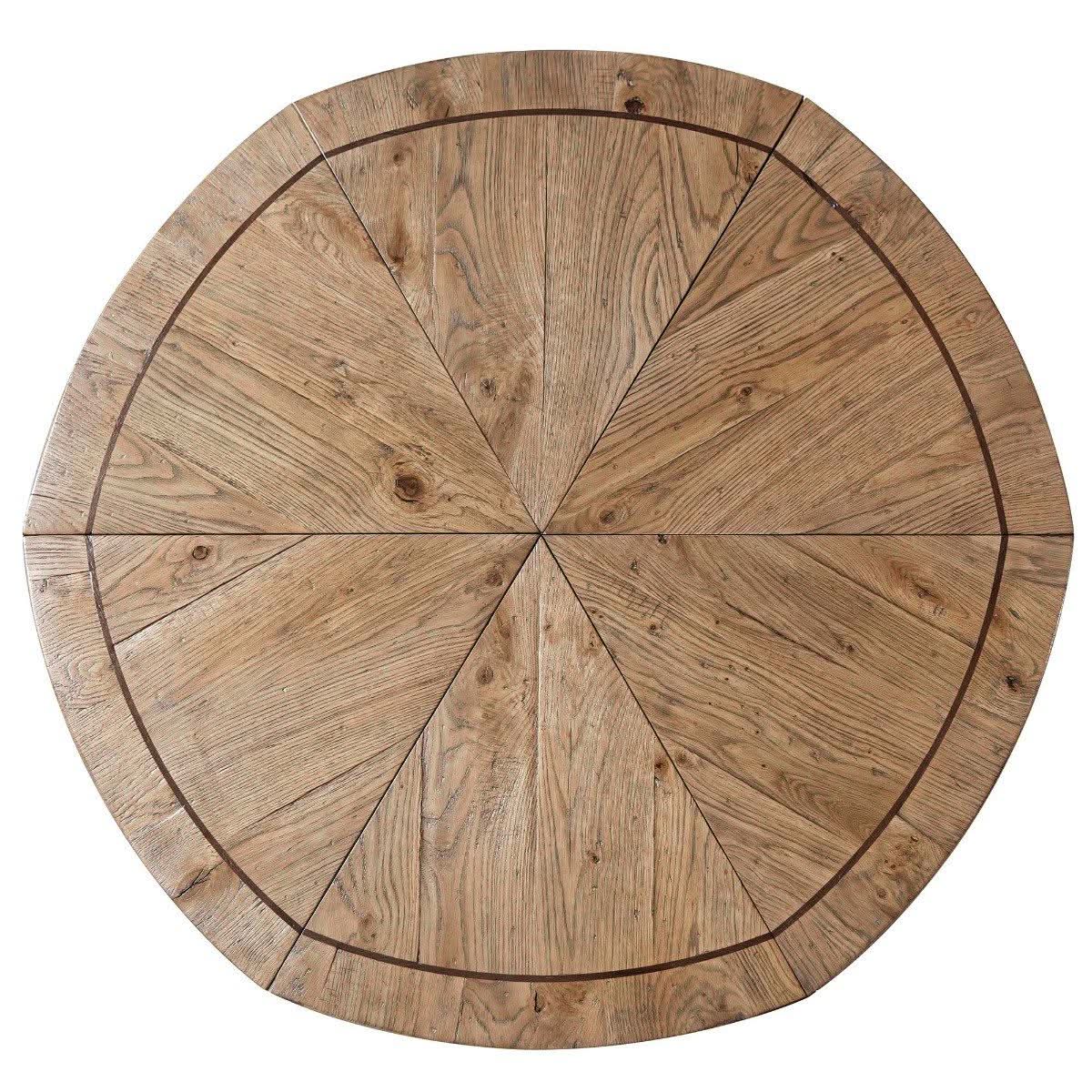 Theodore Alexander Devereaux Extendable Round Dining Table in Echo Oak 122-162cm   Nicholas John Interiors