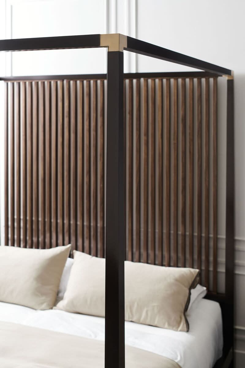 Caracole Pinstripe US King Size Bed   Nicholas John Interiors