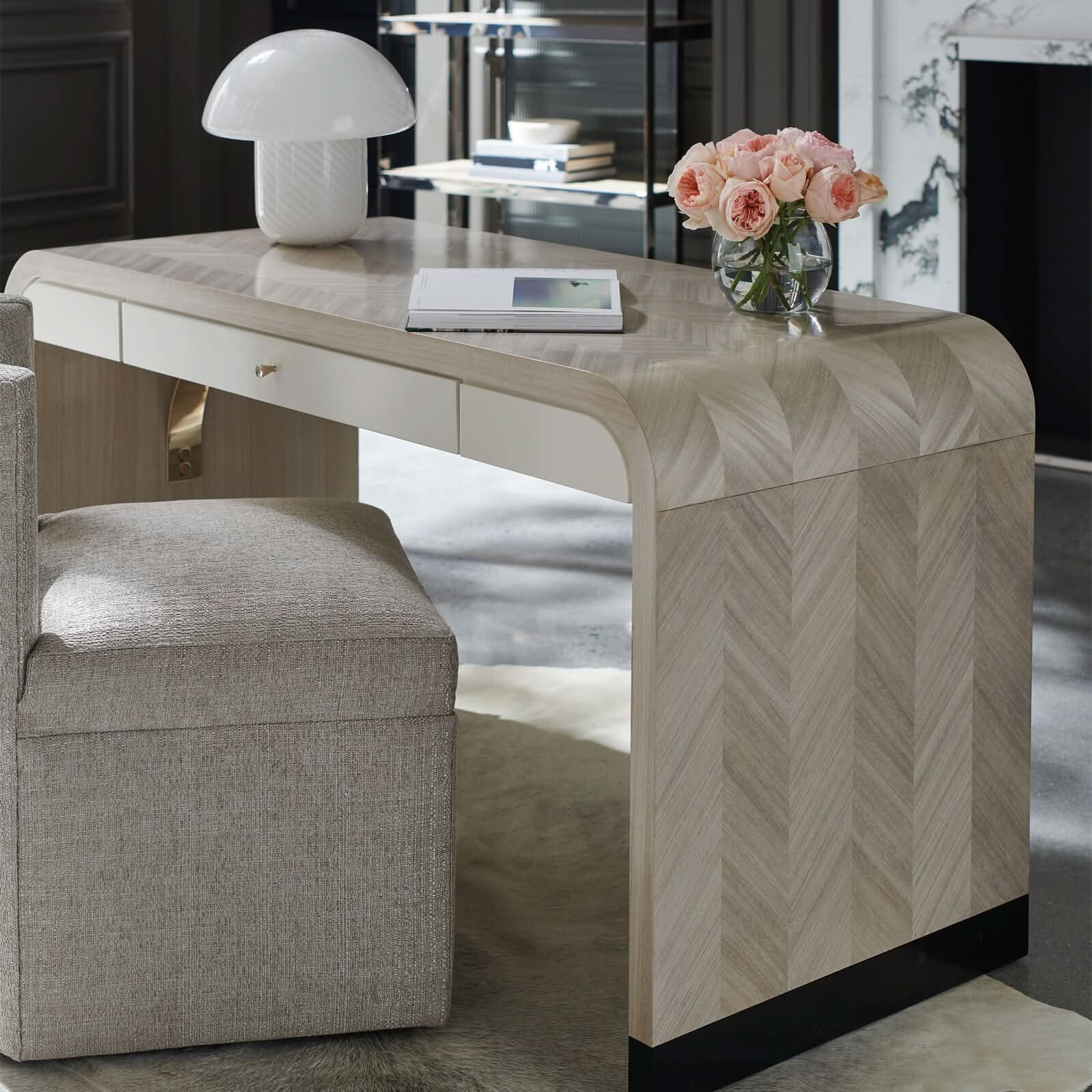 Caracole Free Fall Desk in Moonstone   Nicholas John Interiors