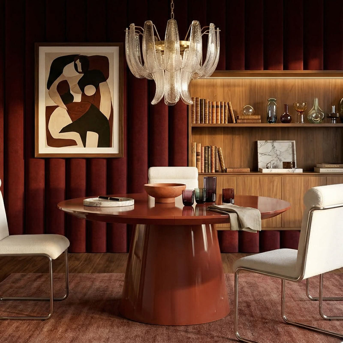 Caracole Paragon Extending Dining Table in Rouge - 188-290cm   Nicholas John Interiors