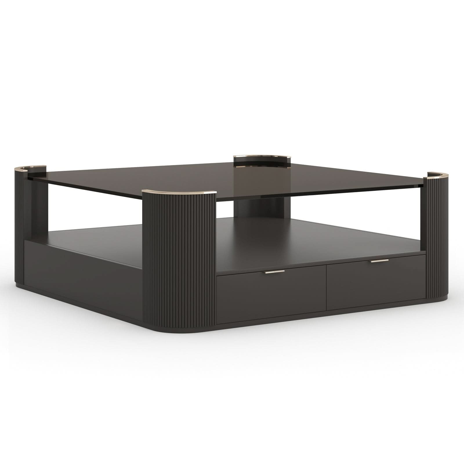 Caracole Love Square Coffee Table in Dark Chocolate   Nicholas John Interiors