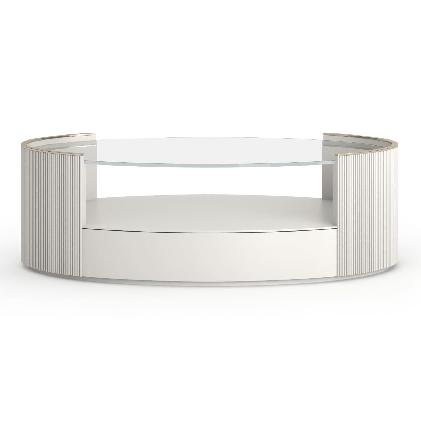 Caracole Love Oval Coffee Table in Matte Pearl   Nicholas John Interiors