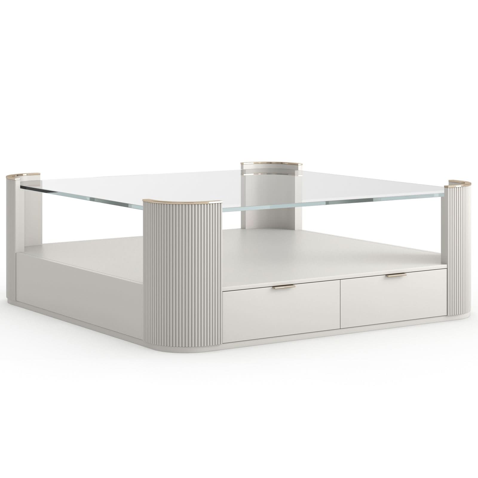 Caracole Love Square Coffee Table in Matte Pearl   Nicholas John Interiors