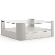 Caracole Love Square Coffee Table in Matte Pearl   Nicholas John Interiors