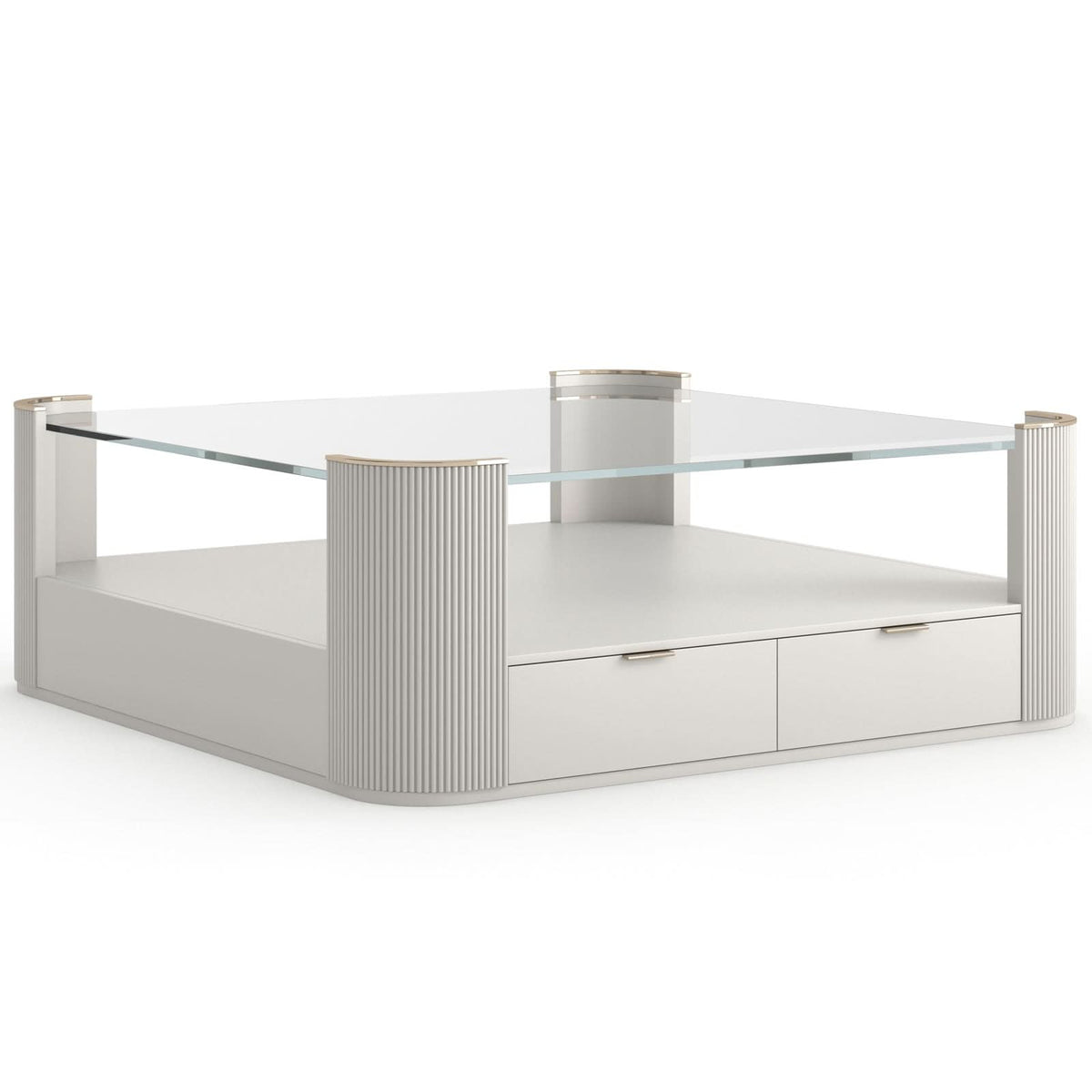 Caracole Love Square Coffee Table in Matte Pearl   Nicholas John Interiors