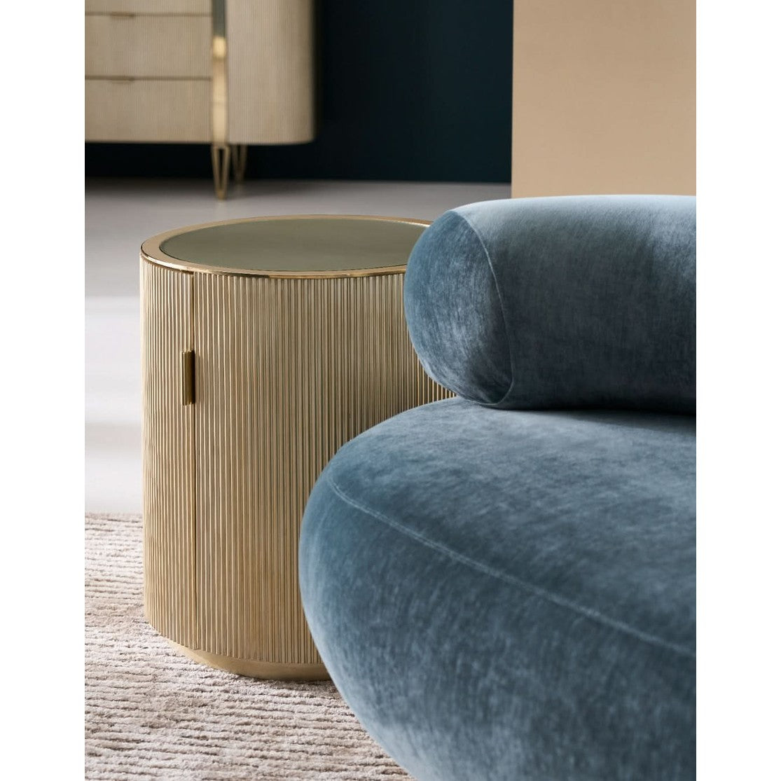 Caracole Love Round End Table in Oracle   Nicholas John Interiors