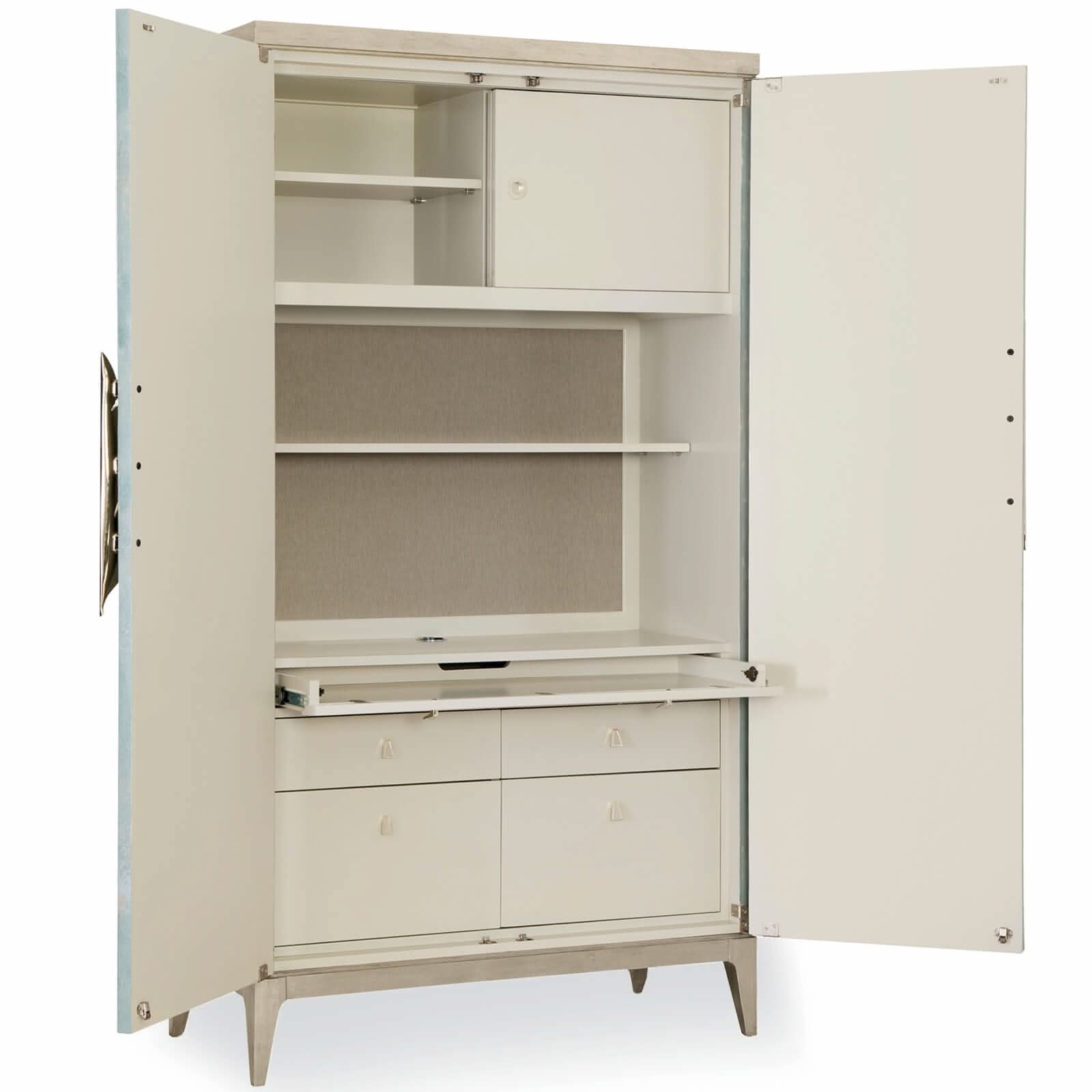 Caracole Watercolours Tall Media Cabinet Desk   Nicholas John Interiors