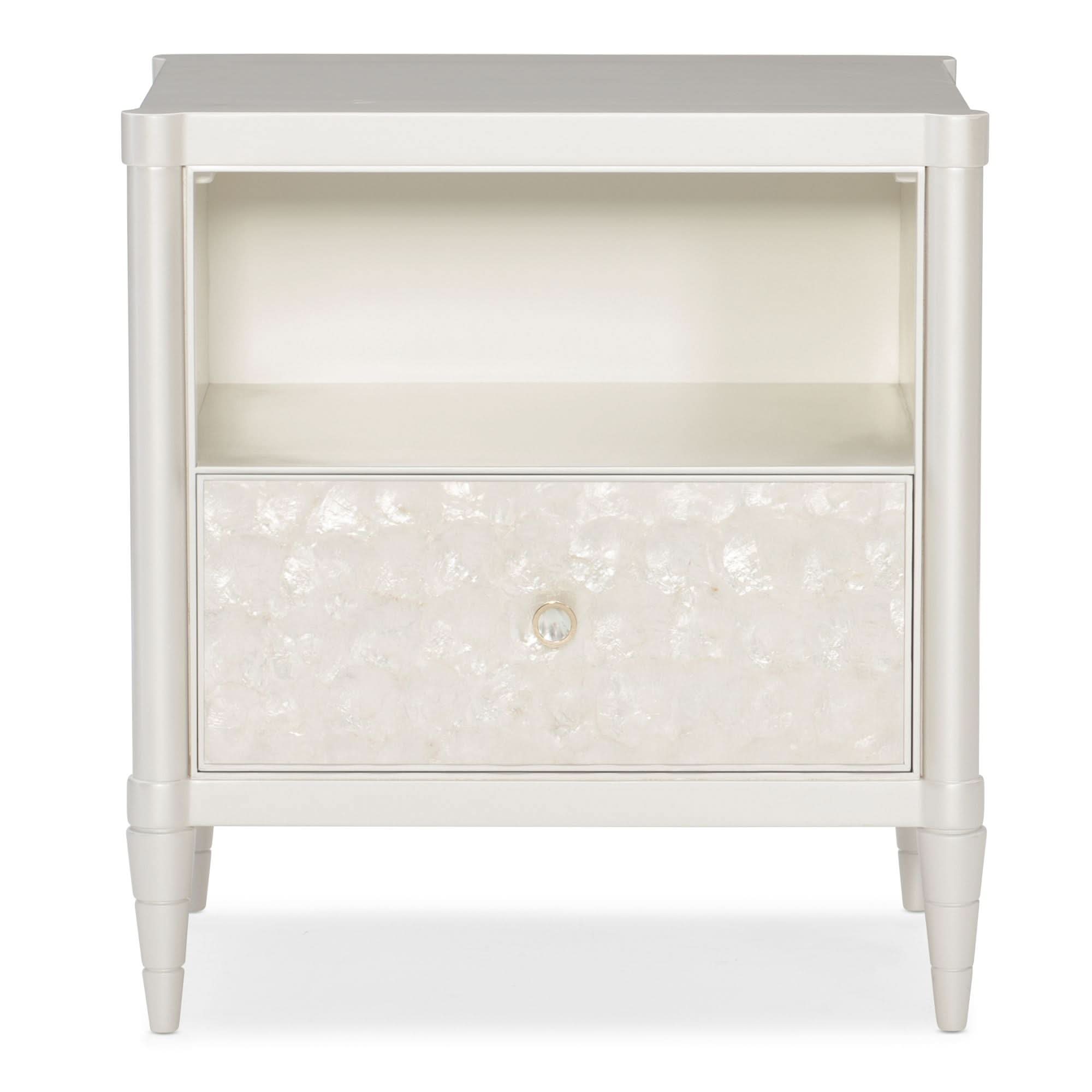 Caracole White Cap Bedside Table   Nicholas John Interiors