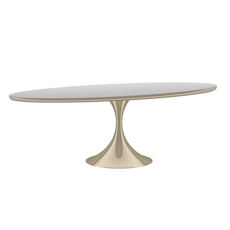Caracole Semper Oval Dining Table in Whisper of Gold - 244cm   Nicholas John Interiors