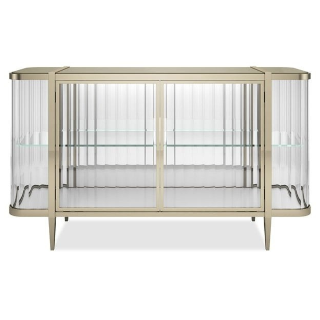 Caracole Stop And Stare Cabinet in Gold   Nicholas John Interiors