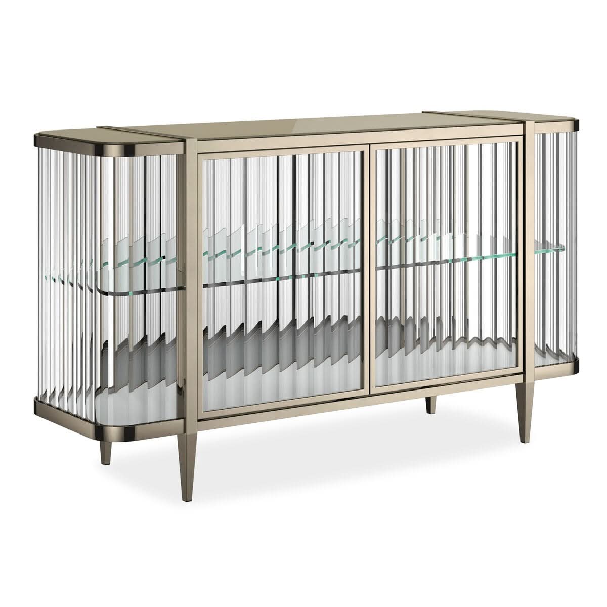 Caracole Stop And Stare Cabinet in Gold   Nicholas John Interiors