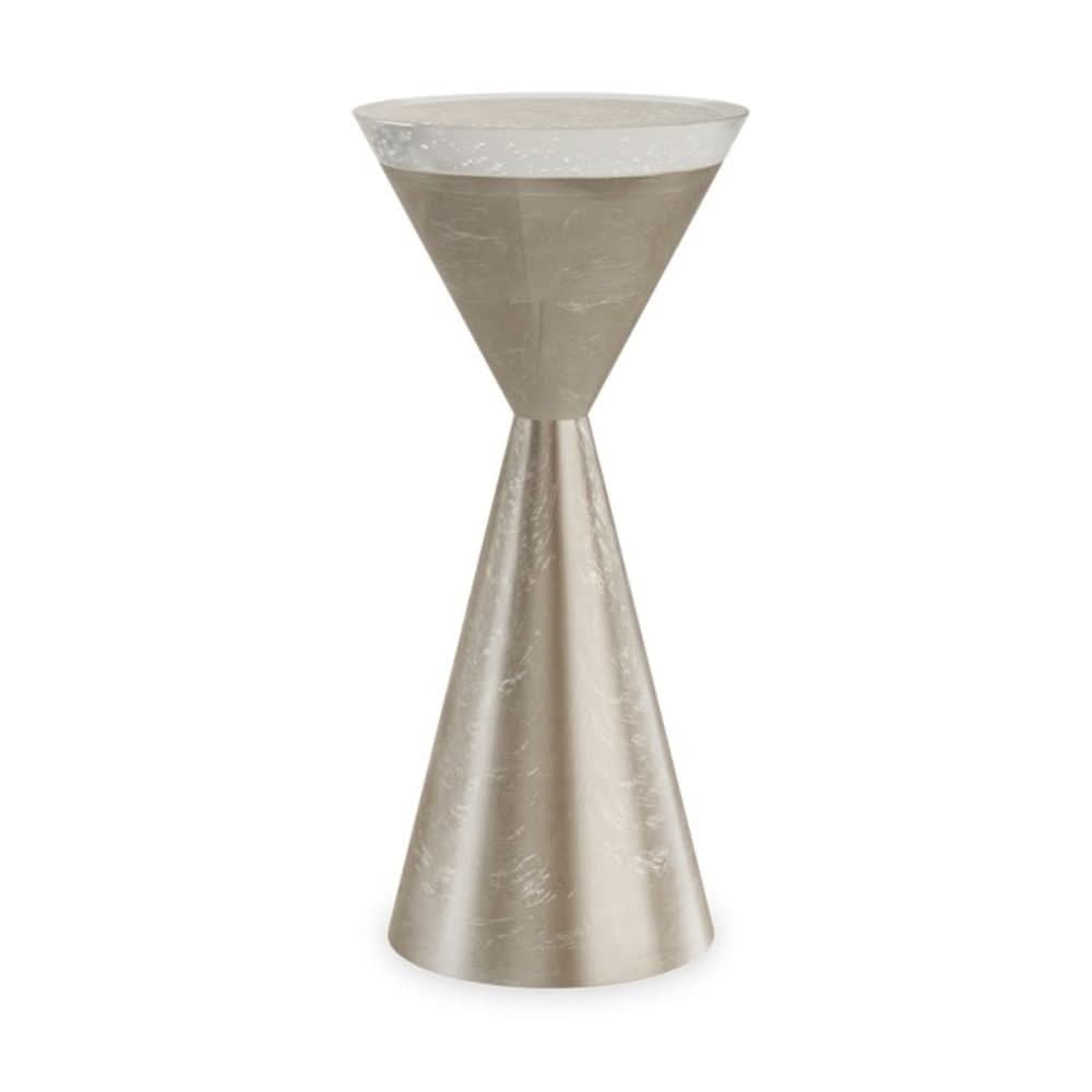 Caracole Spy Glass Drinks Table in Taupe Silver Leaf   Nicholas John Interiors