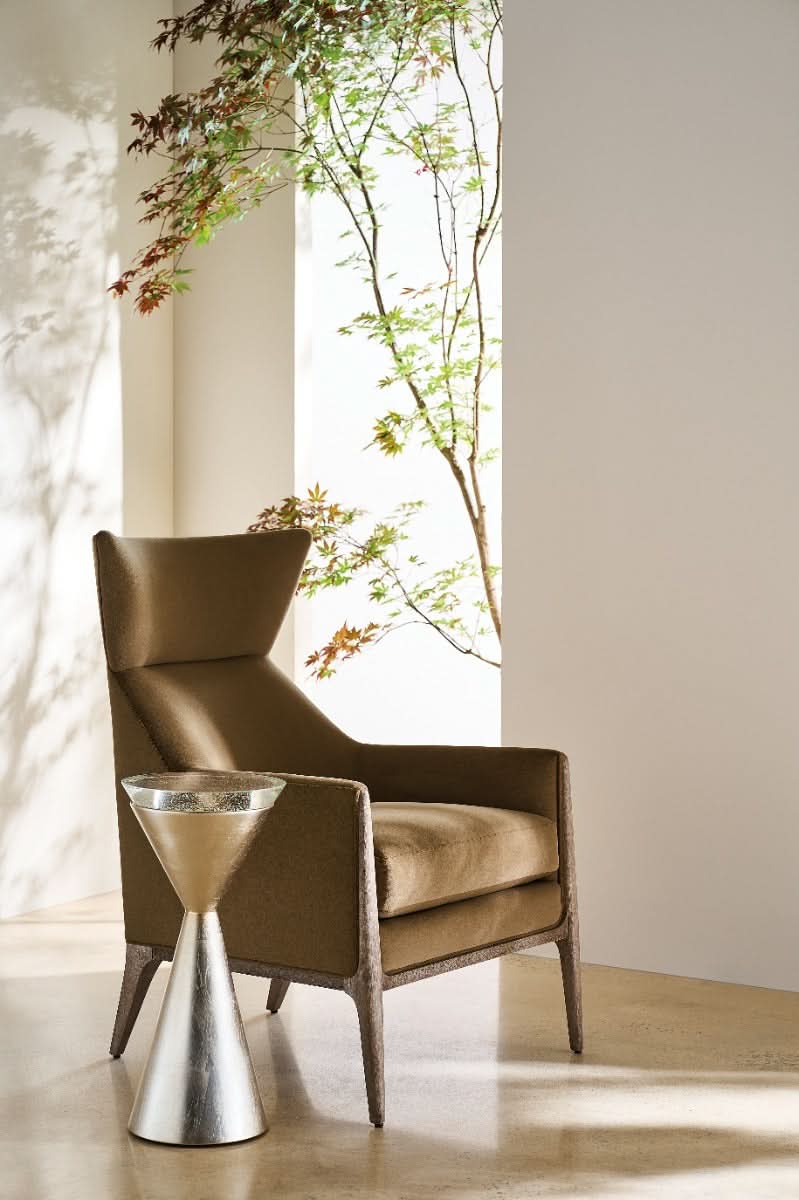 Caracole Spy Glass Drinks Table in Taupe Silver Leaf   Nicholas John Interiors