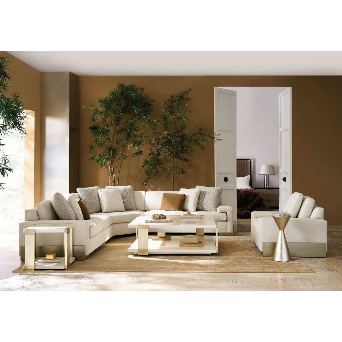 Caracole Spy Glass Drinks Table in Taupe Silver Leaf   Nicholas John Interiors