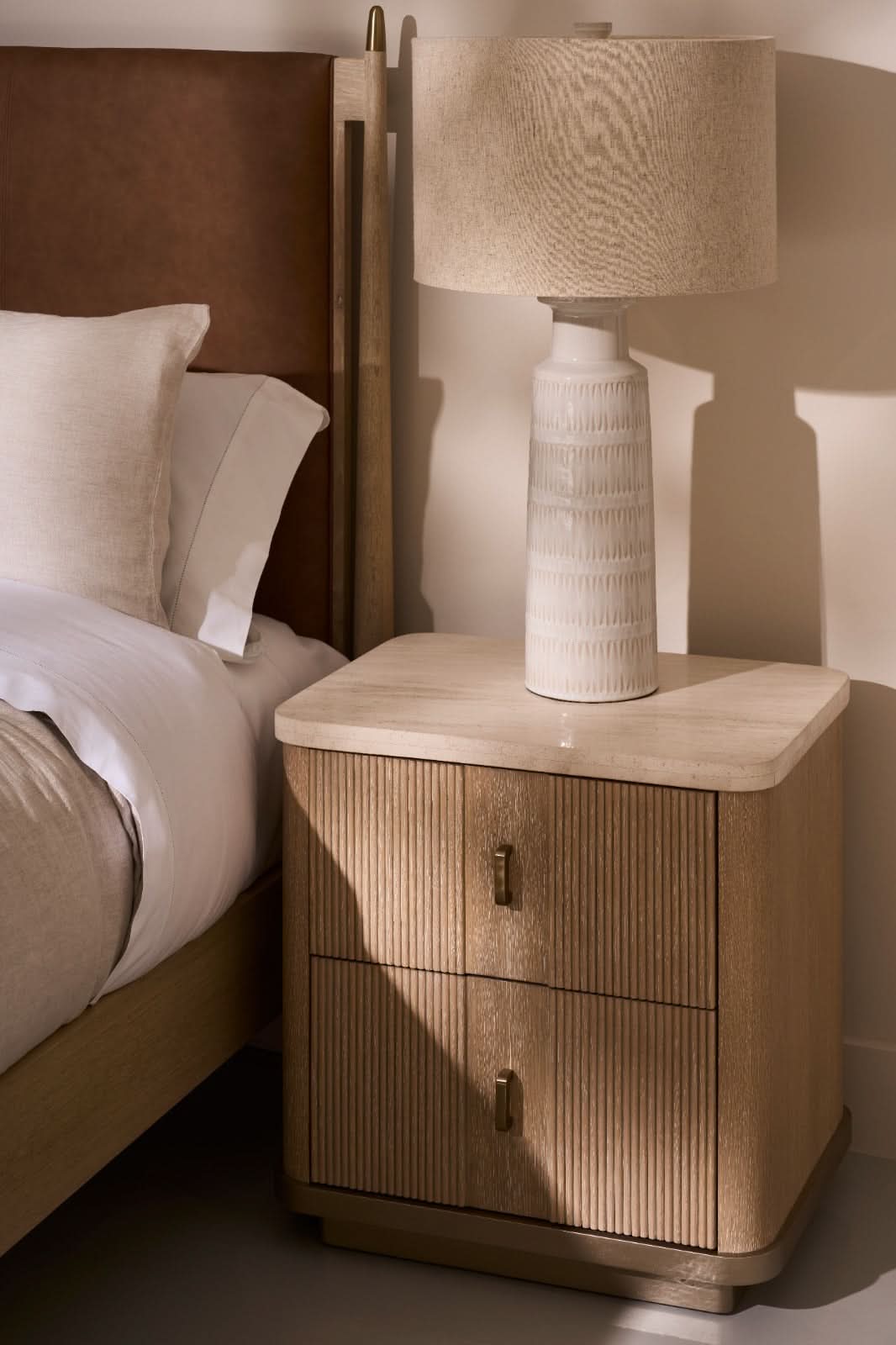 Caracole Rhythm Bedside Table in Light - Small   Nicholas John Interiors