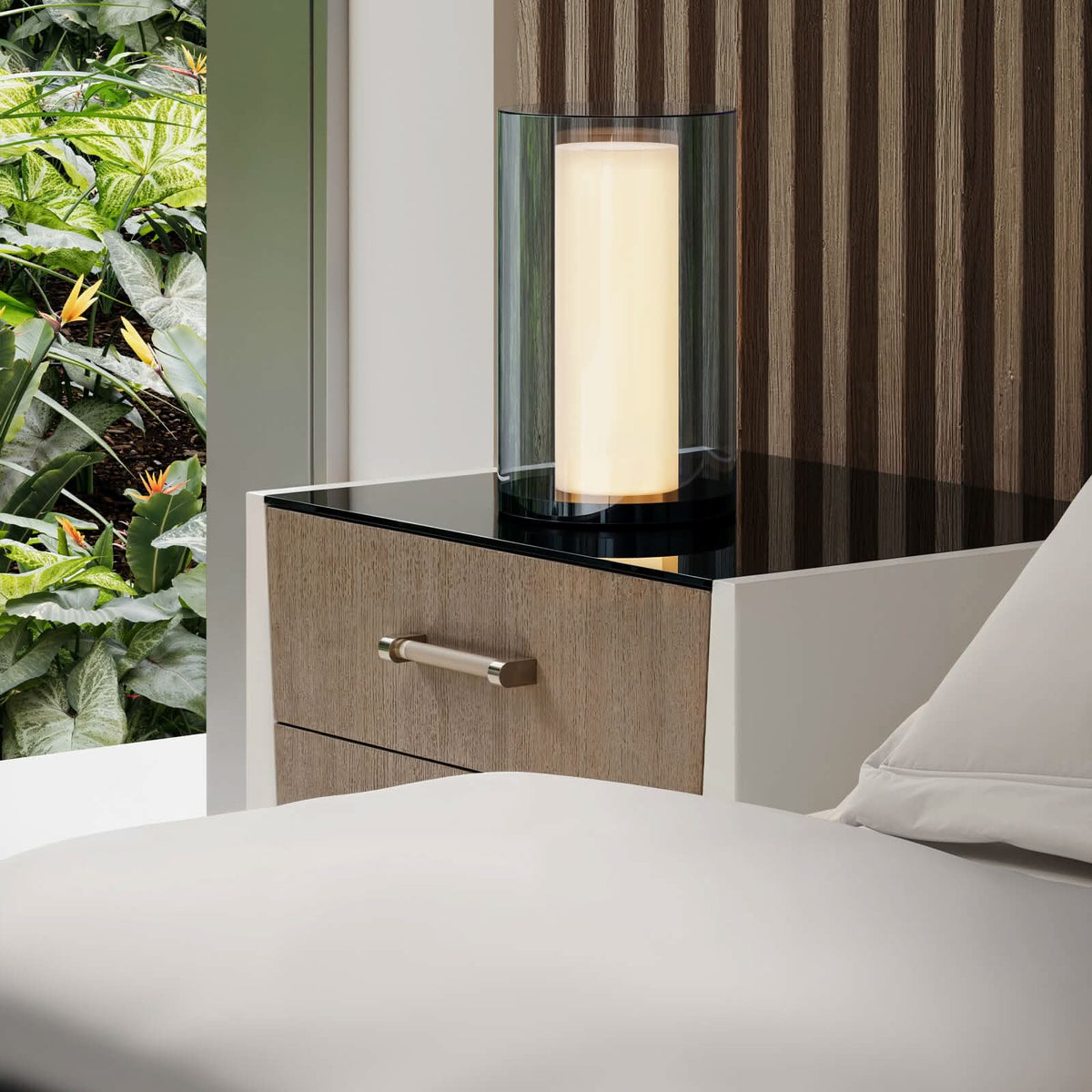 Caracole Counter Balance Bedside Table - Small   Nicholas John Interiors