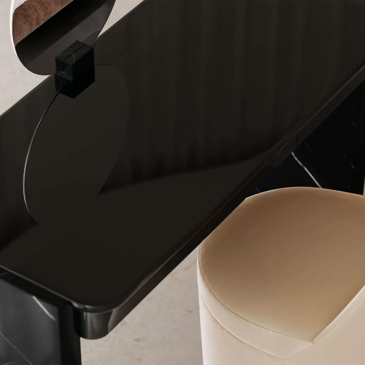 Caracole Overlap Vanity in Dark   Nicholas John Interiors