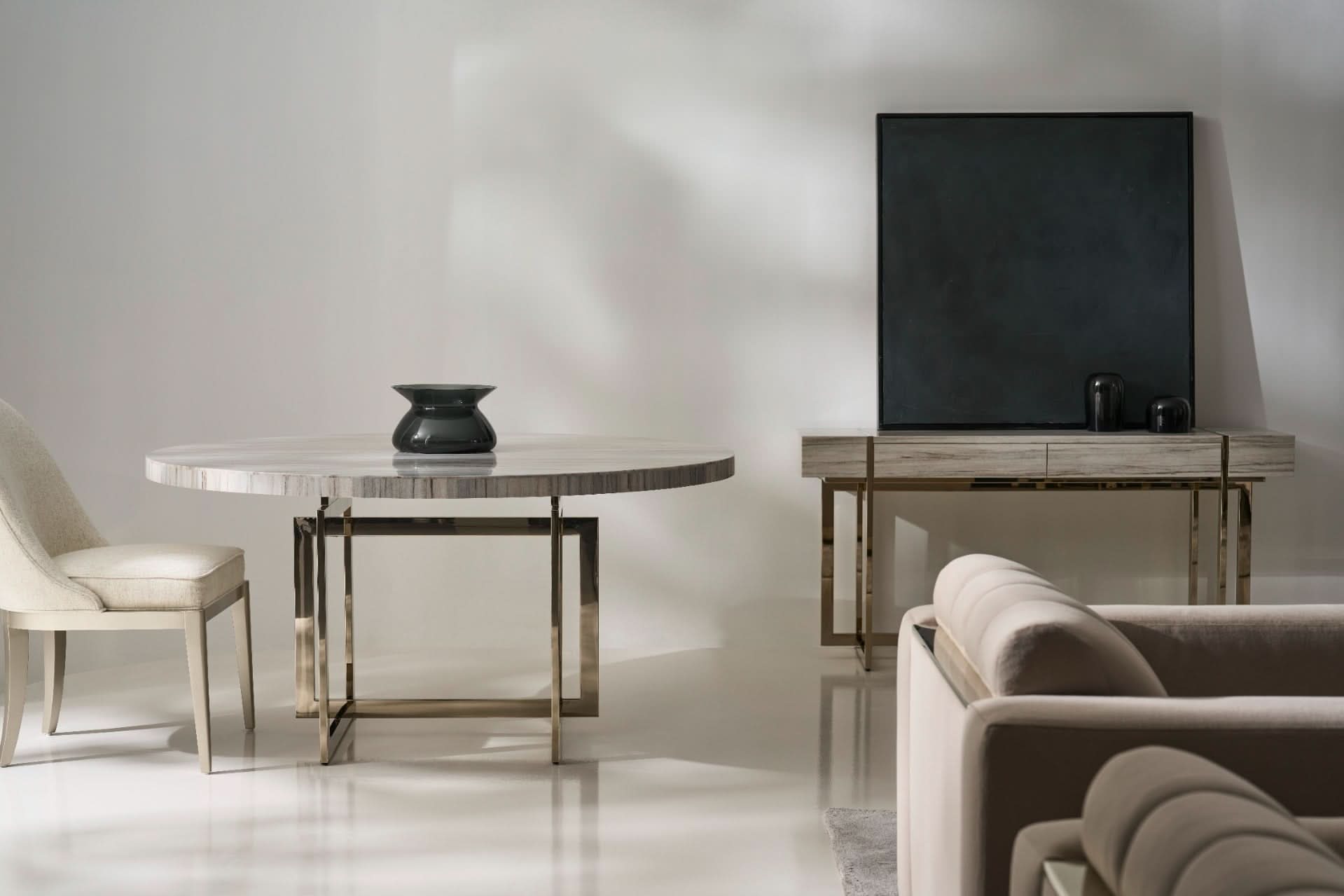 Caracole Wish You Were Here Round Dining Table in Light - 152cm   Nicholas John Interiors