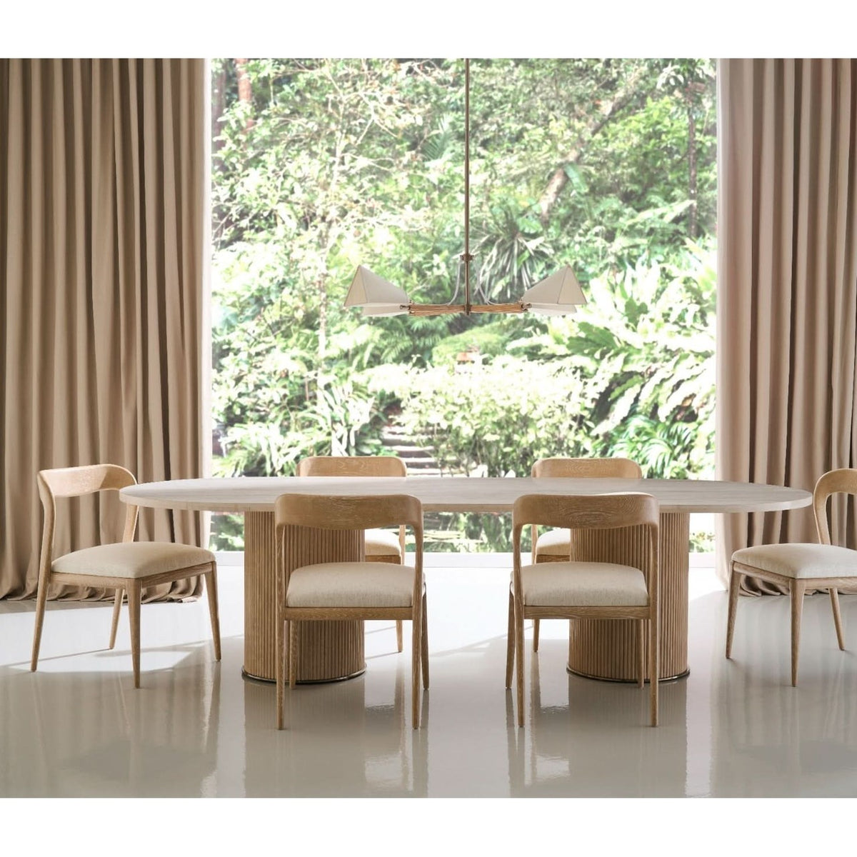 Caracole Rhythm Oval Stone Top Dining Table - 285cm   Nicholas John Interiors