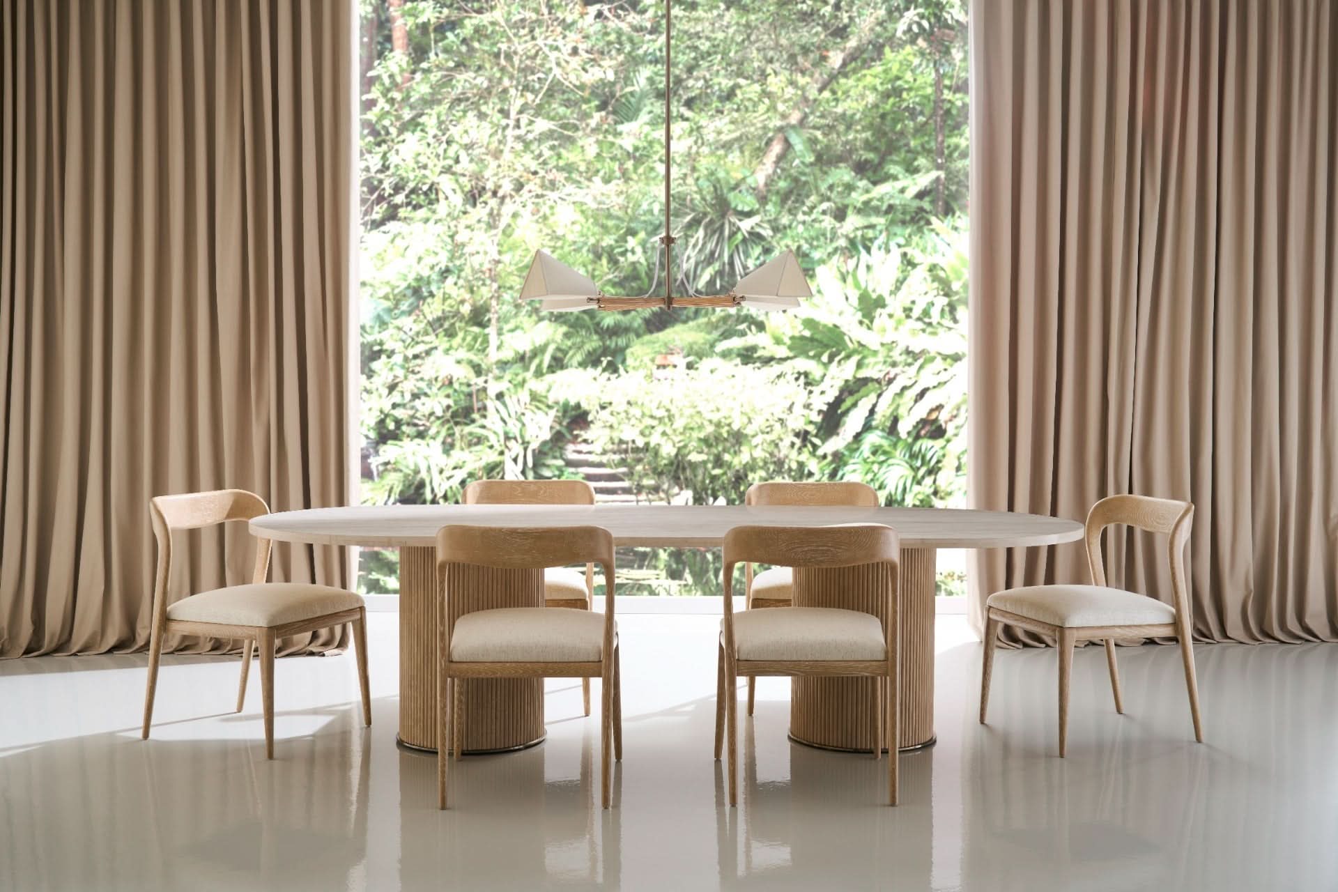 Caracole Rhythm Oval Stone Top Dining Table - 285cm   Nicholas John Interiors