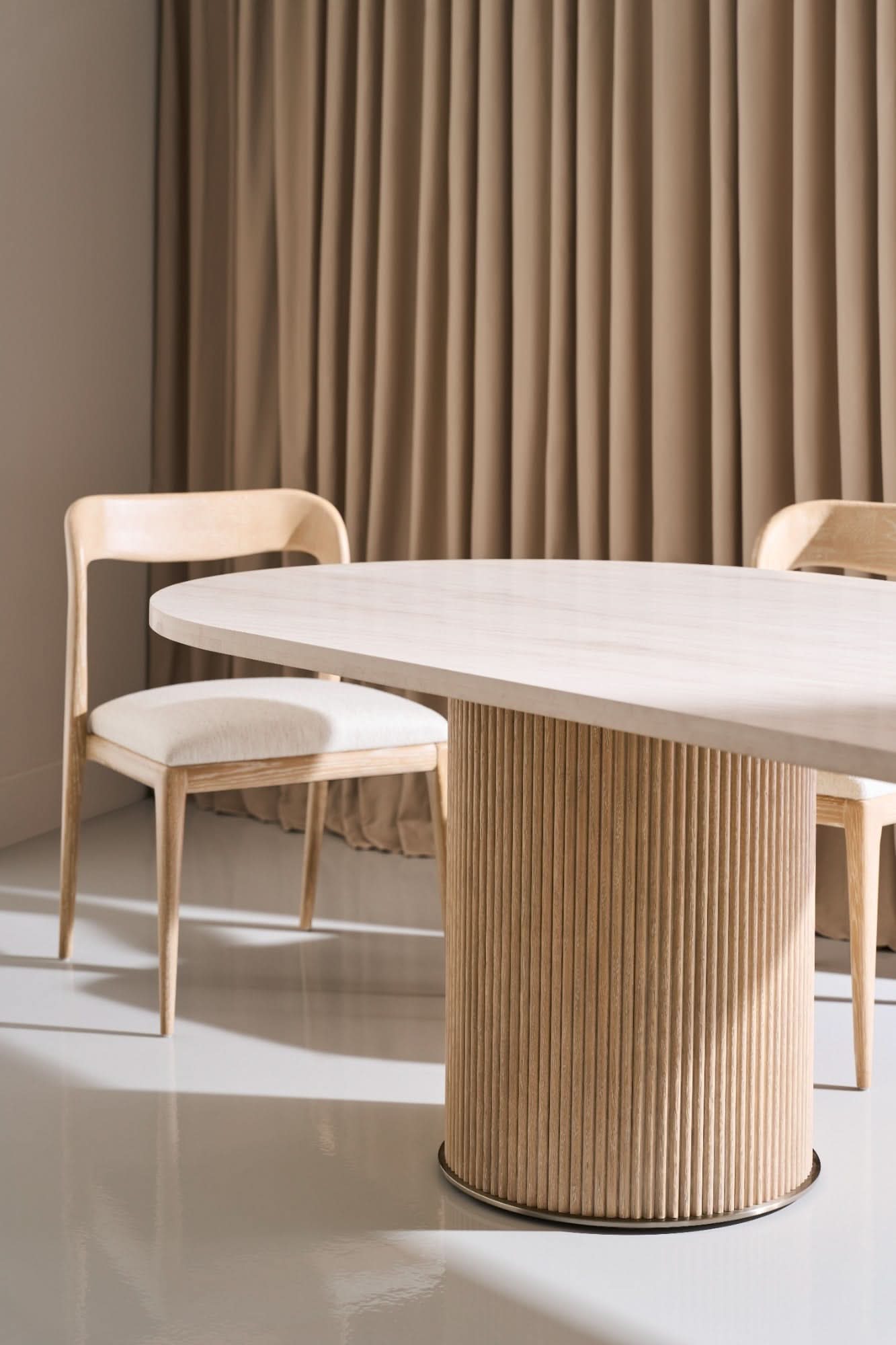 Caracole Rhythm Oval Stone Top Dining Table - 285cm   Nicholas John Interiors