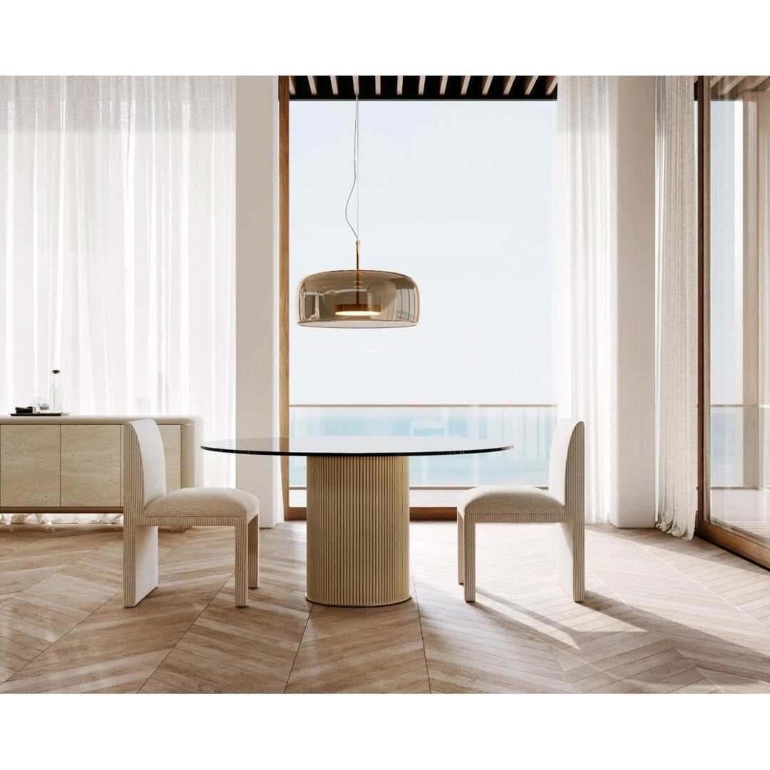 Caracole Rhythm Round Glass Top Dining Table - 152cm   Nicholas John Interiors