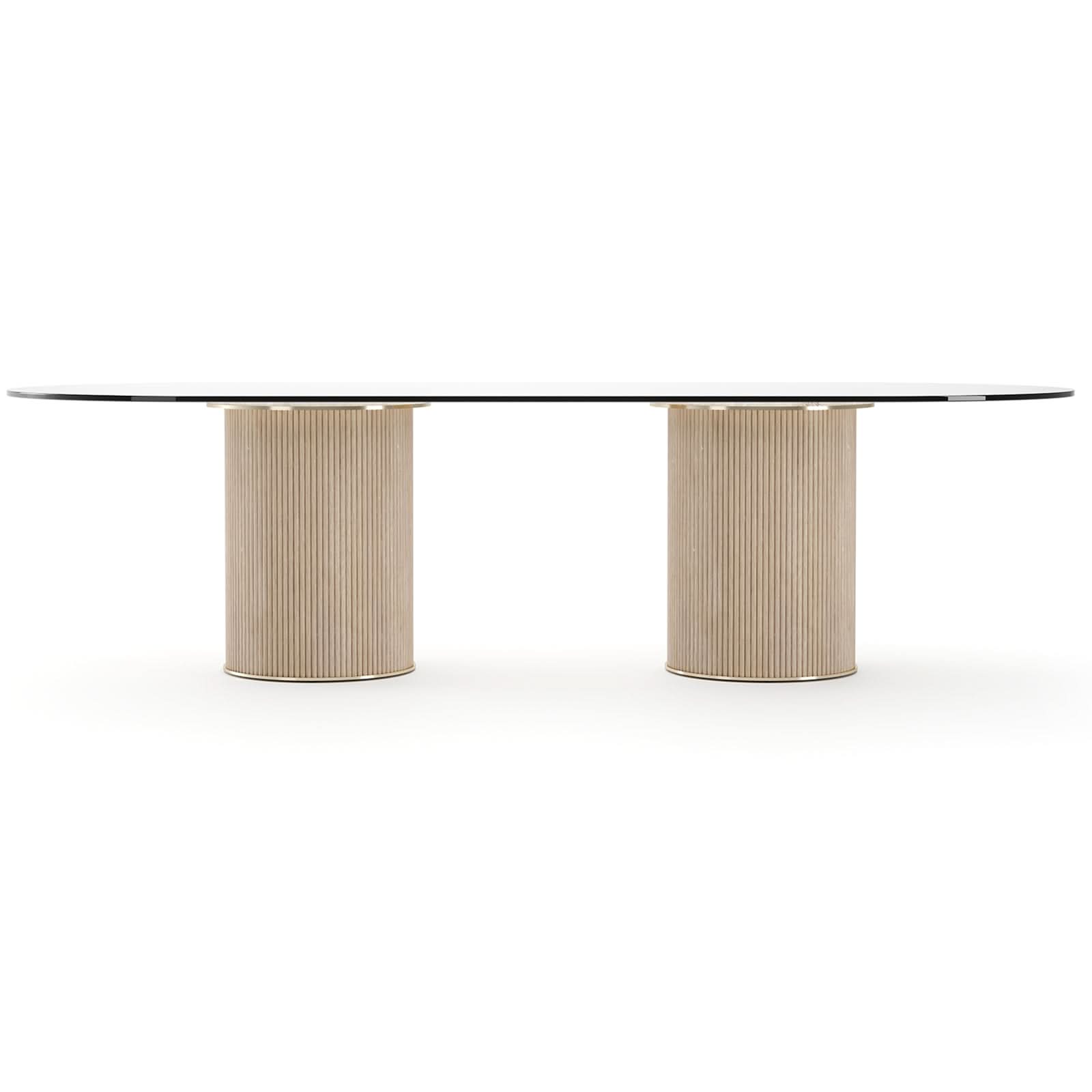 Caracole Rhythm Oval Glass Top Dining Table - 270cm   Nicholas John Interiors