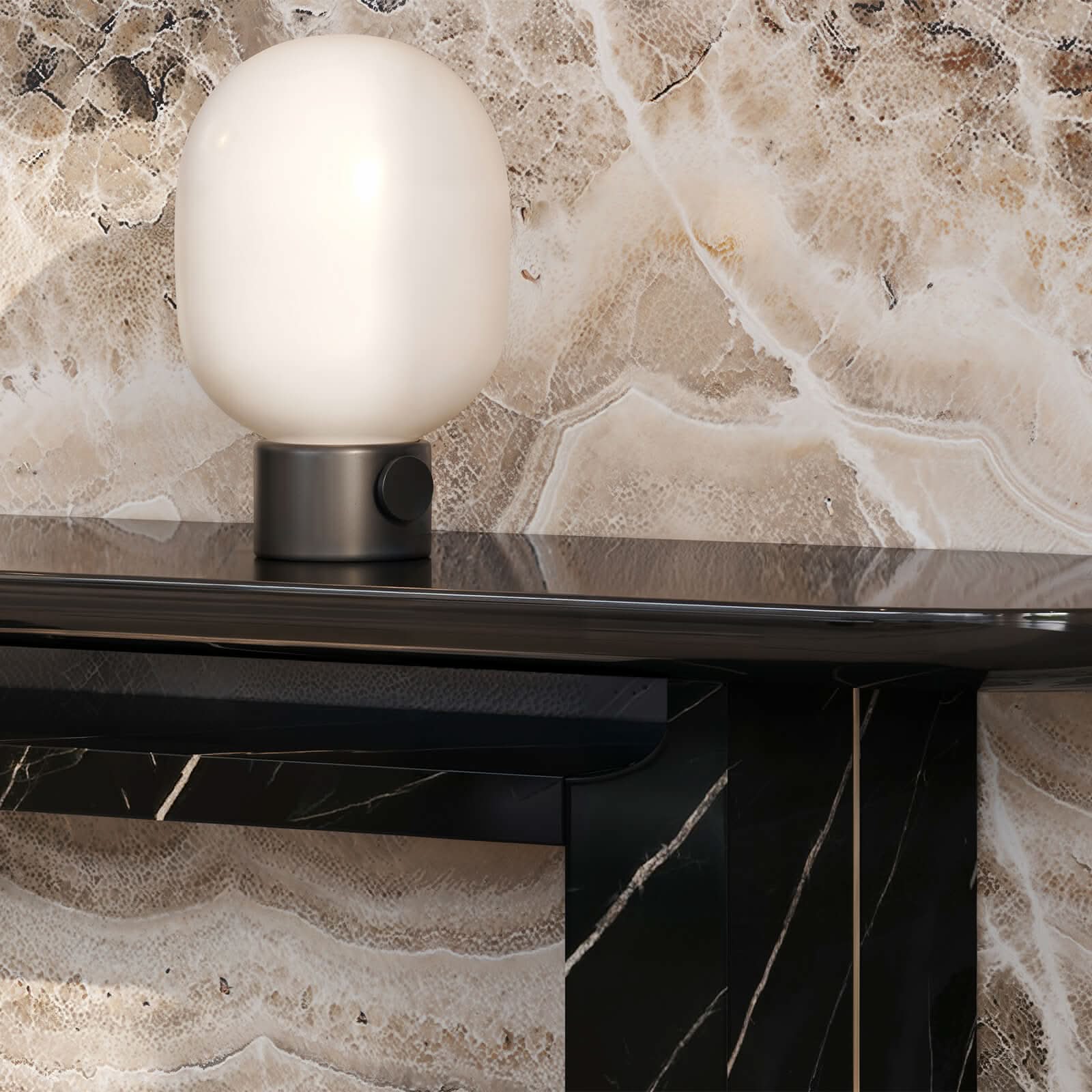 Caracole Overlap Console Table in Dark   Nicholas John Interiors