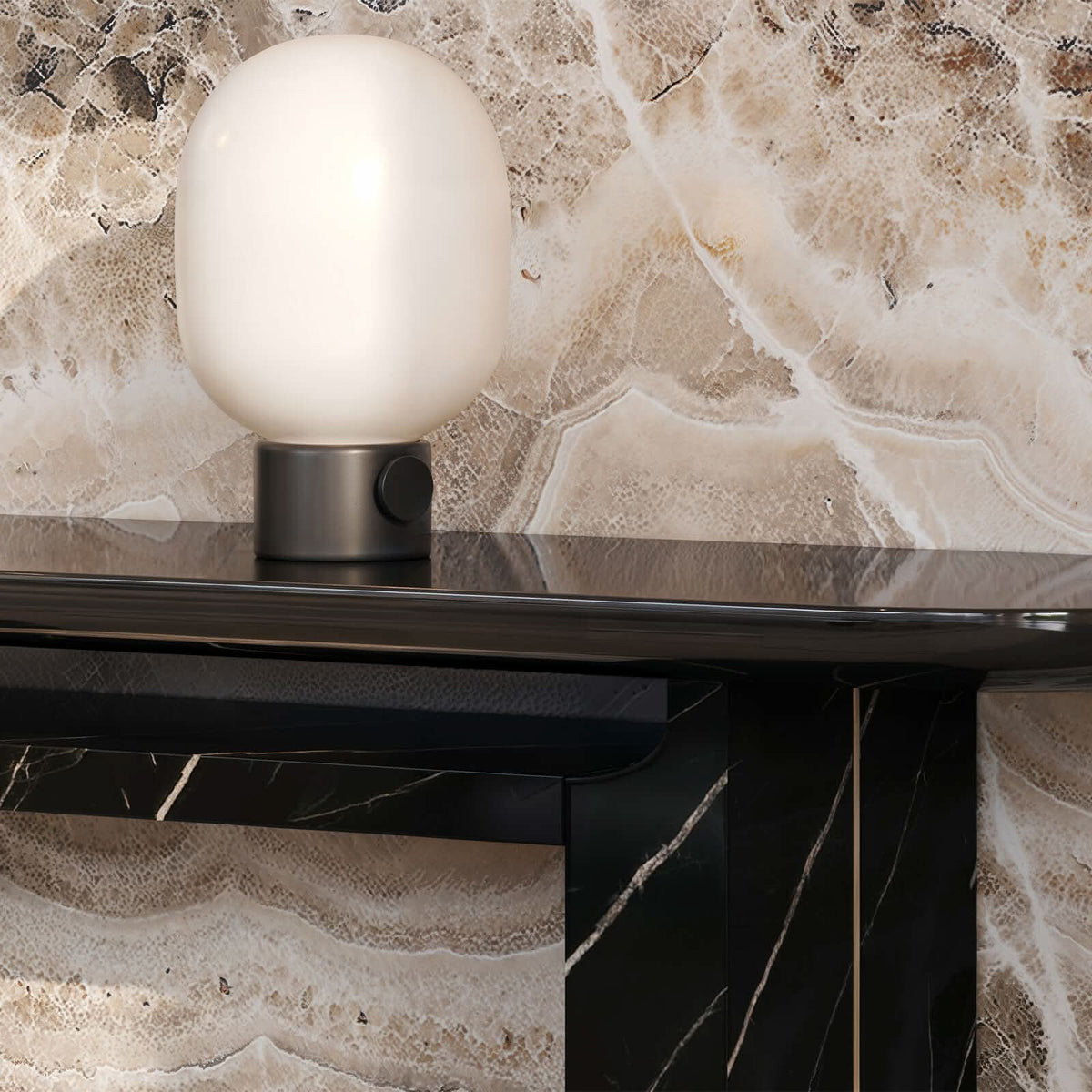 Caracole Overlap Console Table in Dark   Nicholas John Interiors