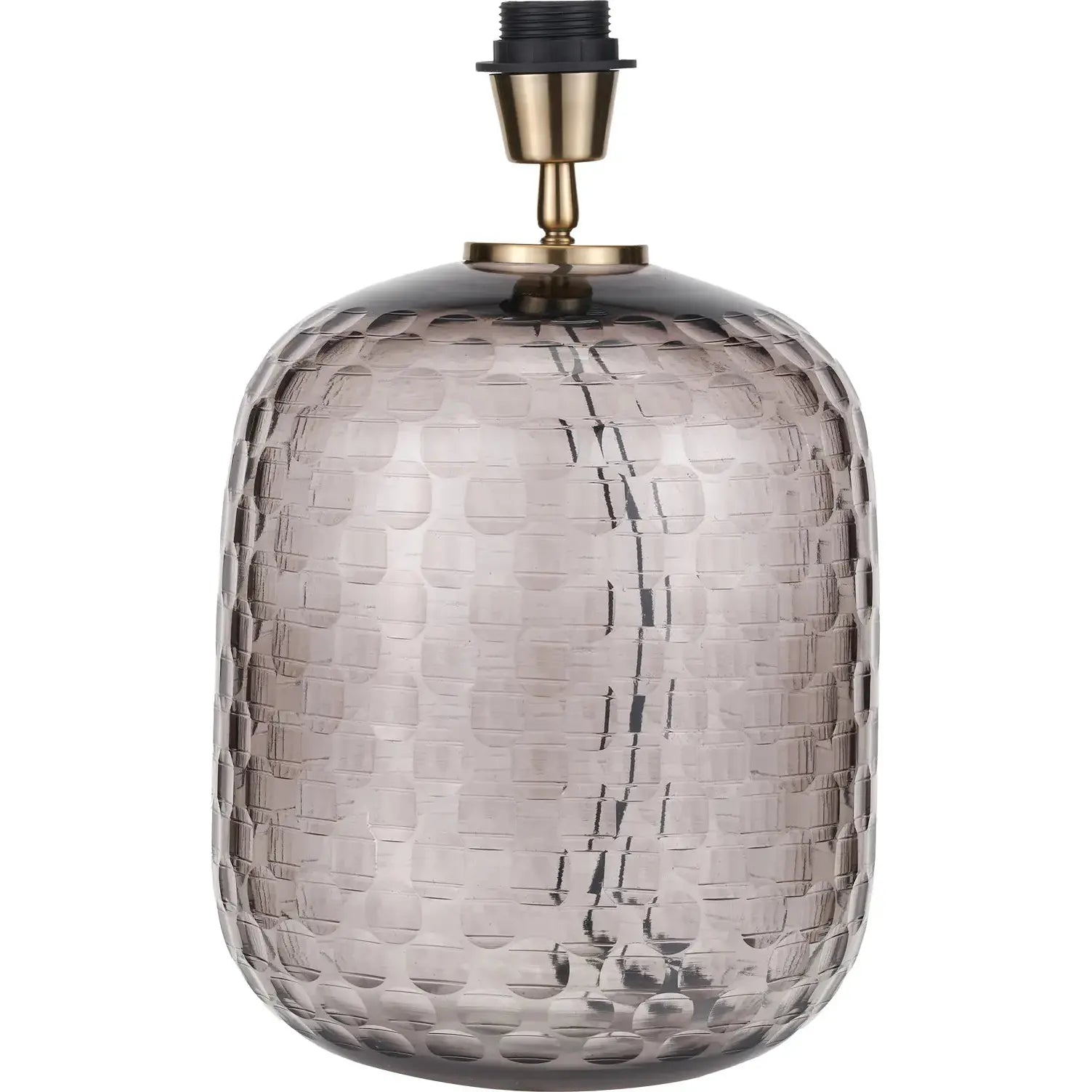 Camille Large Smoke Grey Circle Design Handcut Glass Table Lamp Base   Nicholas John Interiors