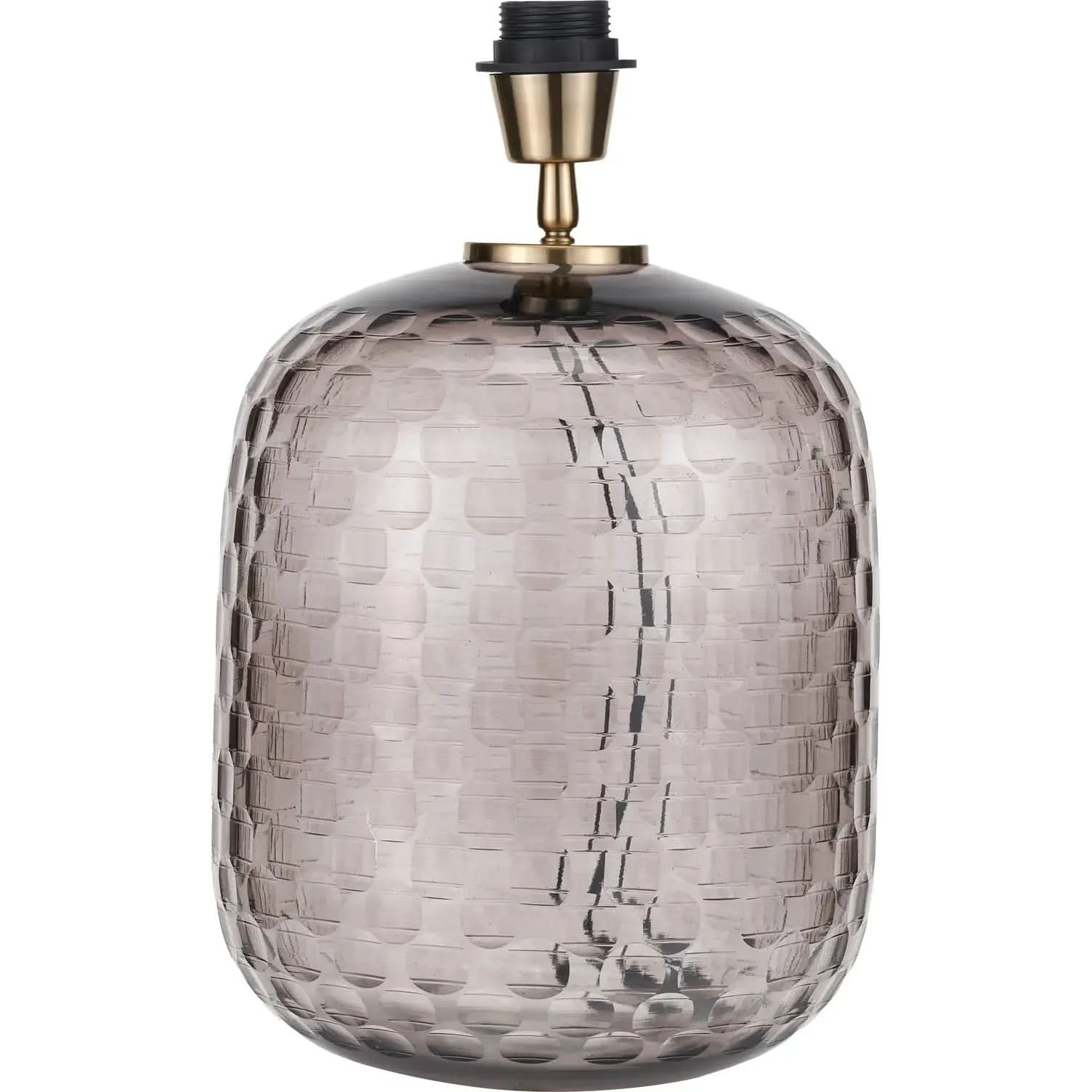 Camille Large Smoke Grey Circle Design Handcut Glass Table Lamp Base   Nicholas John Interiors