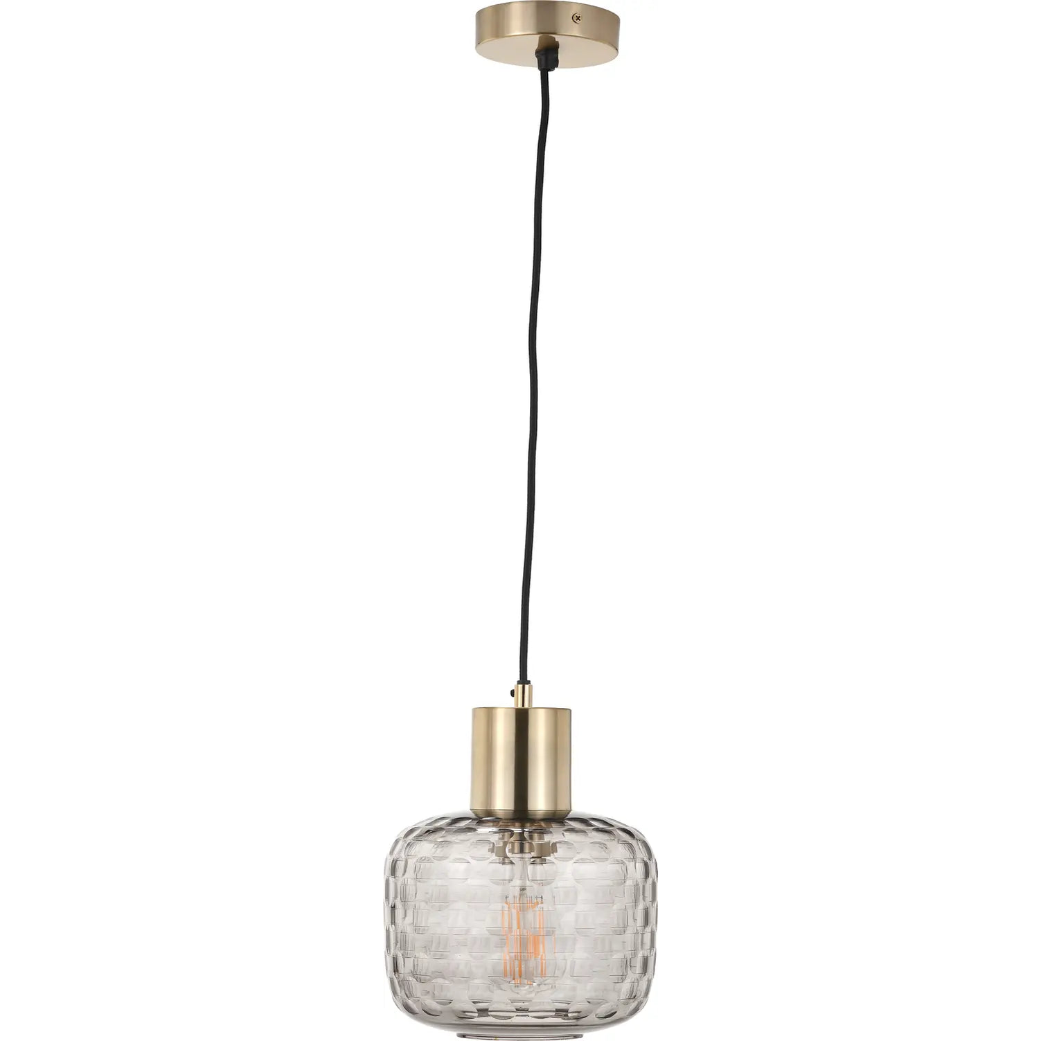 Camille Smoke Grey Circle Design Handcut Glass Pendant   Nicholas John Interiors