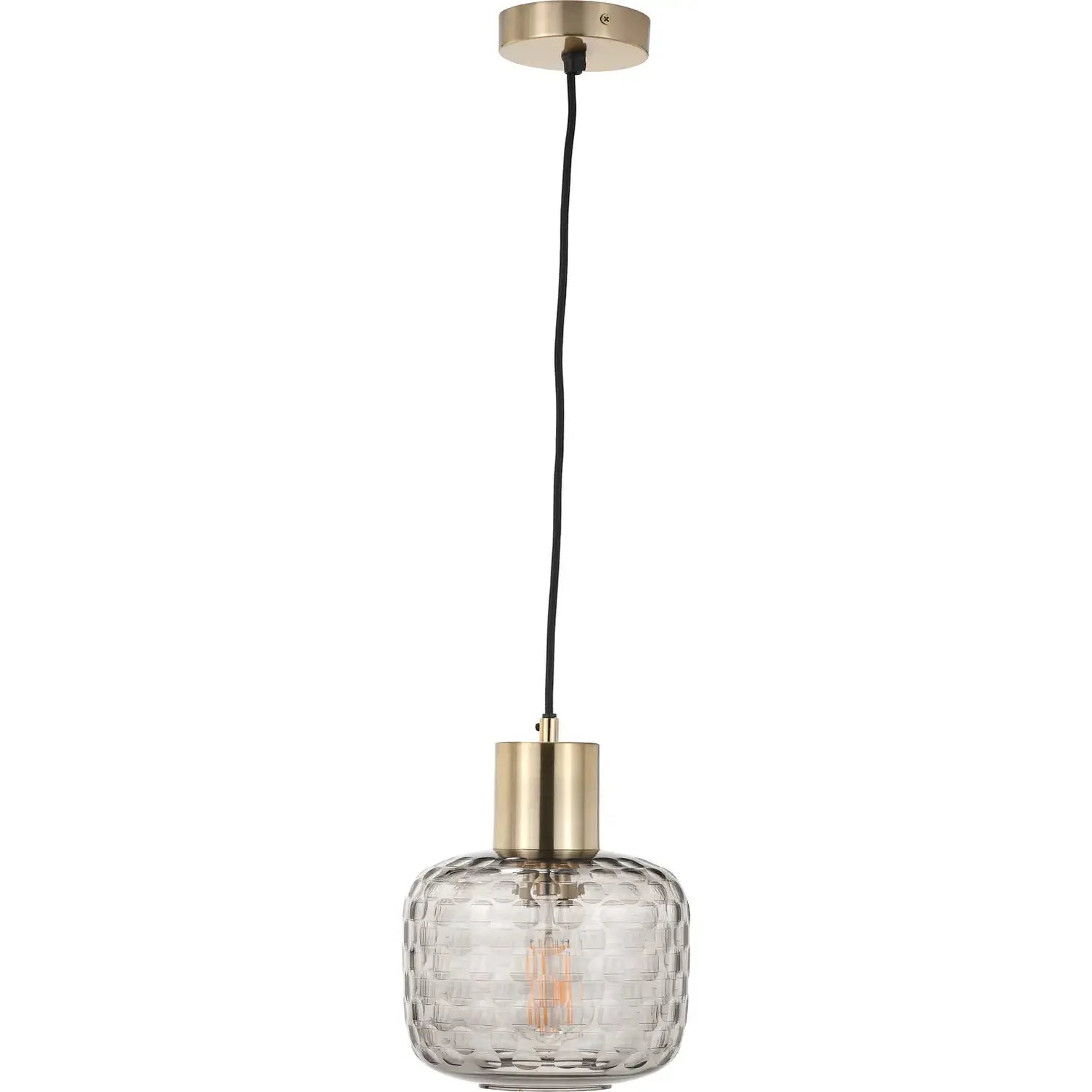 Camille Smoke Grey Circle Design Handcut Glass Pendant   Nicholas John Interiors