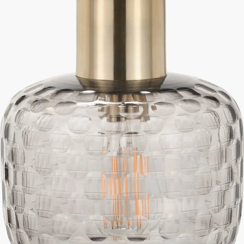 Camille Smoke Grey Circle Design Handcut Glass Pendant   Nicholas John Interiors