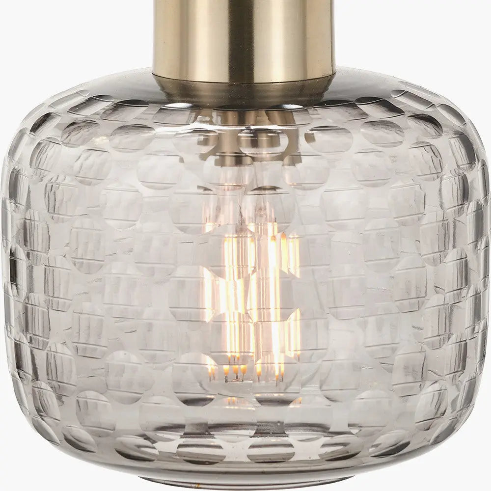 Camille Smoke Grey Circle Design Handcut Glass Pendant   Nicholas John Interiors