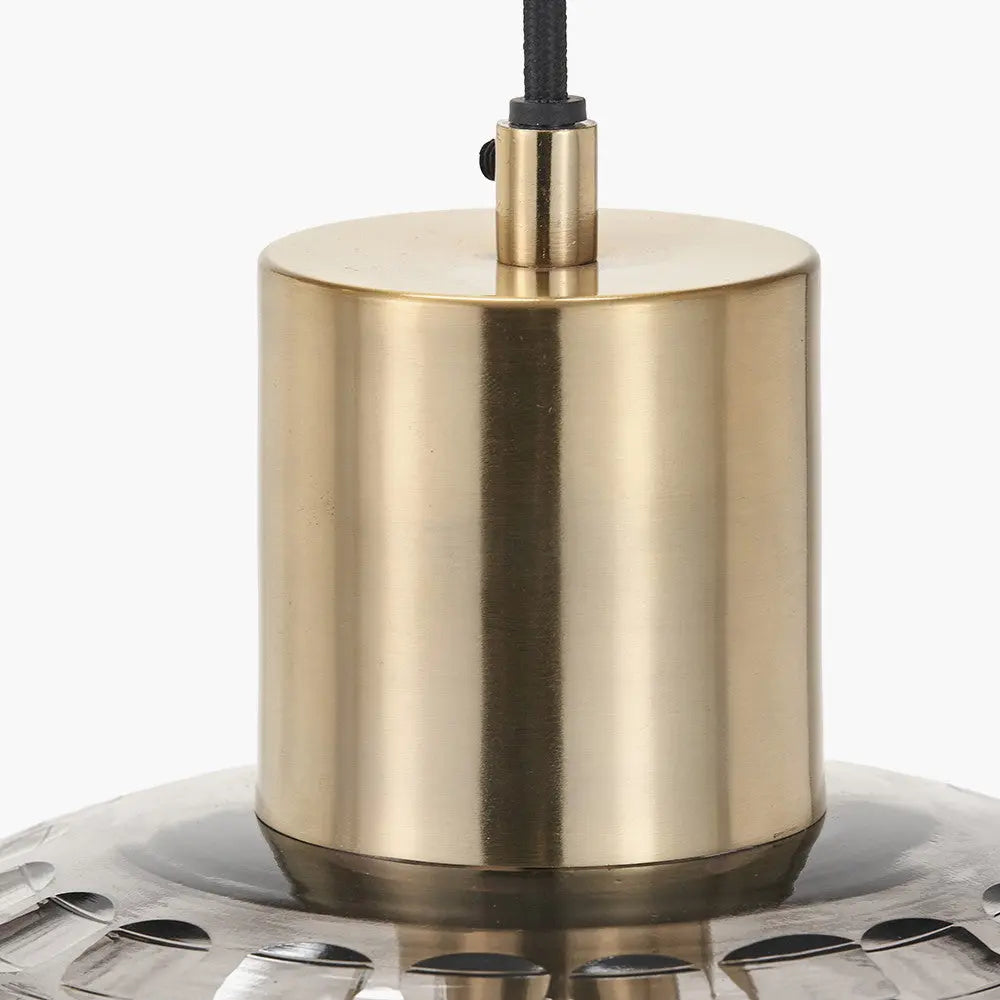 Camille Smoke Grey Circle Design Handcut Glass Pendant   Nicholas John Interiors