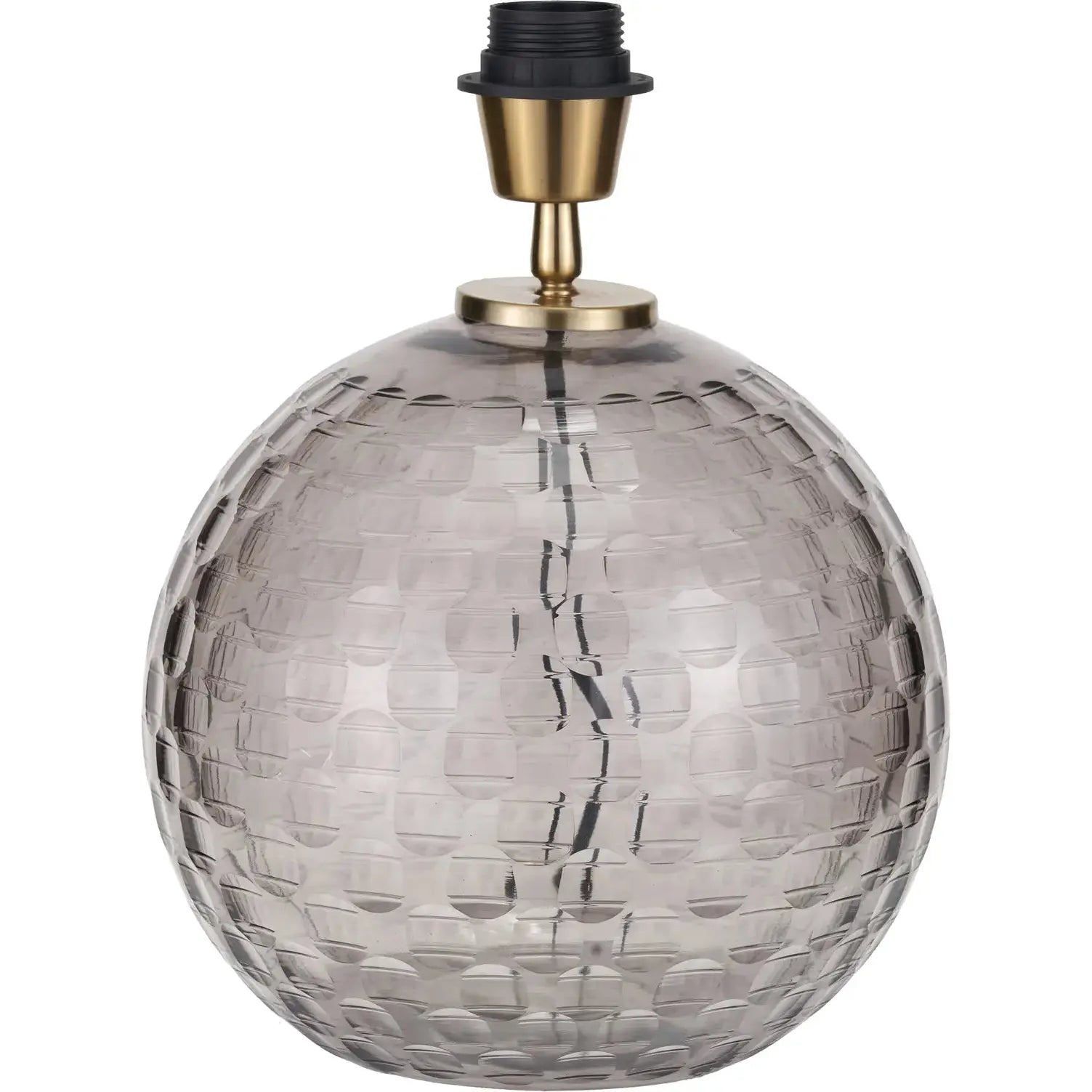 Camille Smoke Grey Circle Design Handcut Glass Table Lamp Base   Nicholas John Interiors