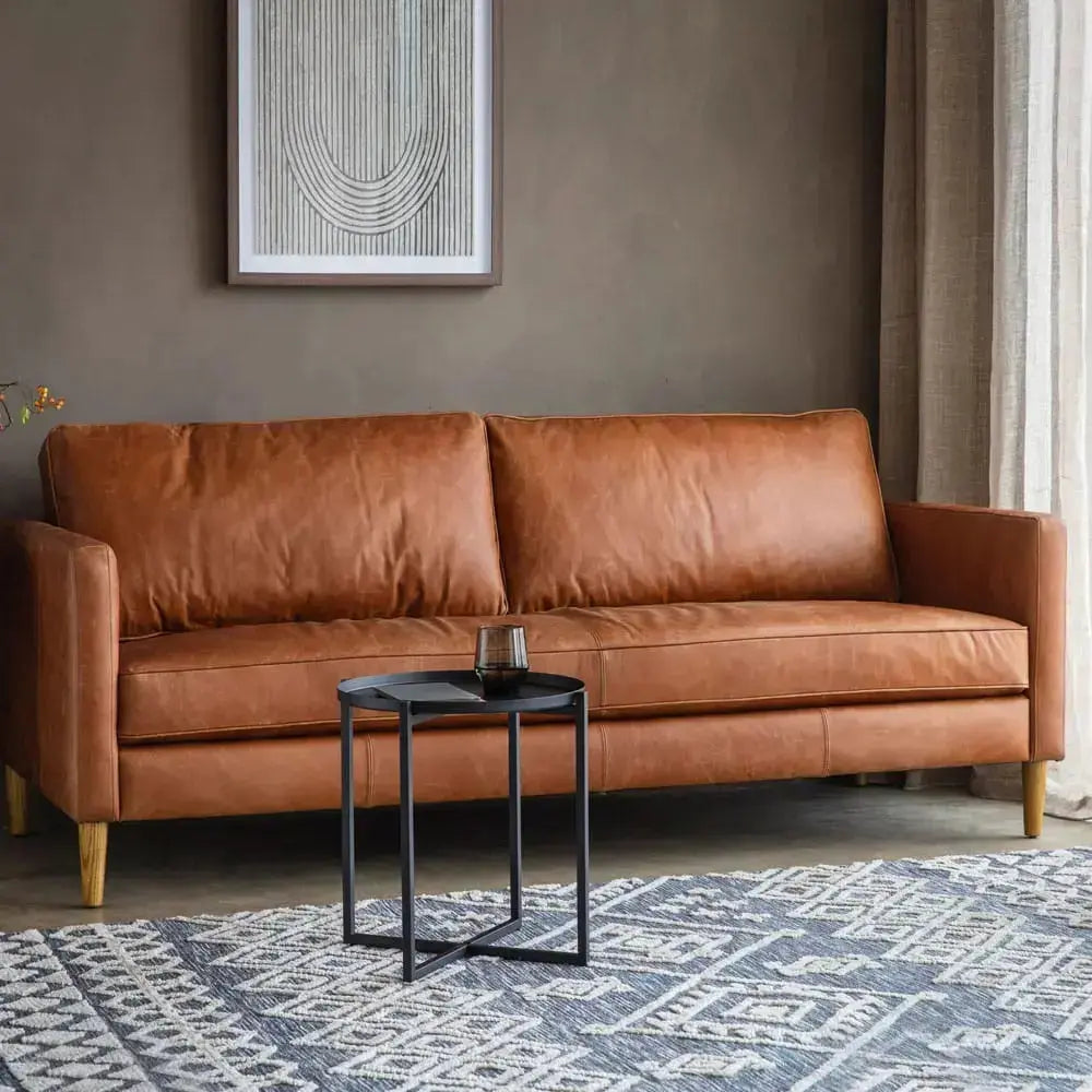 Canberra 3 Seater Sofa – Vintage Brown Leather with Ash Wood Legs   Nicholas John Interiors
