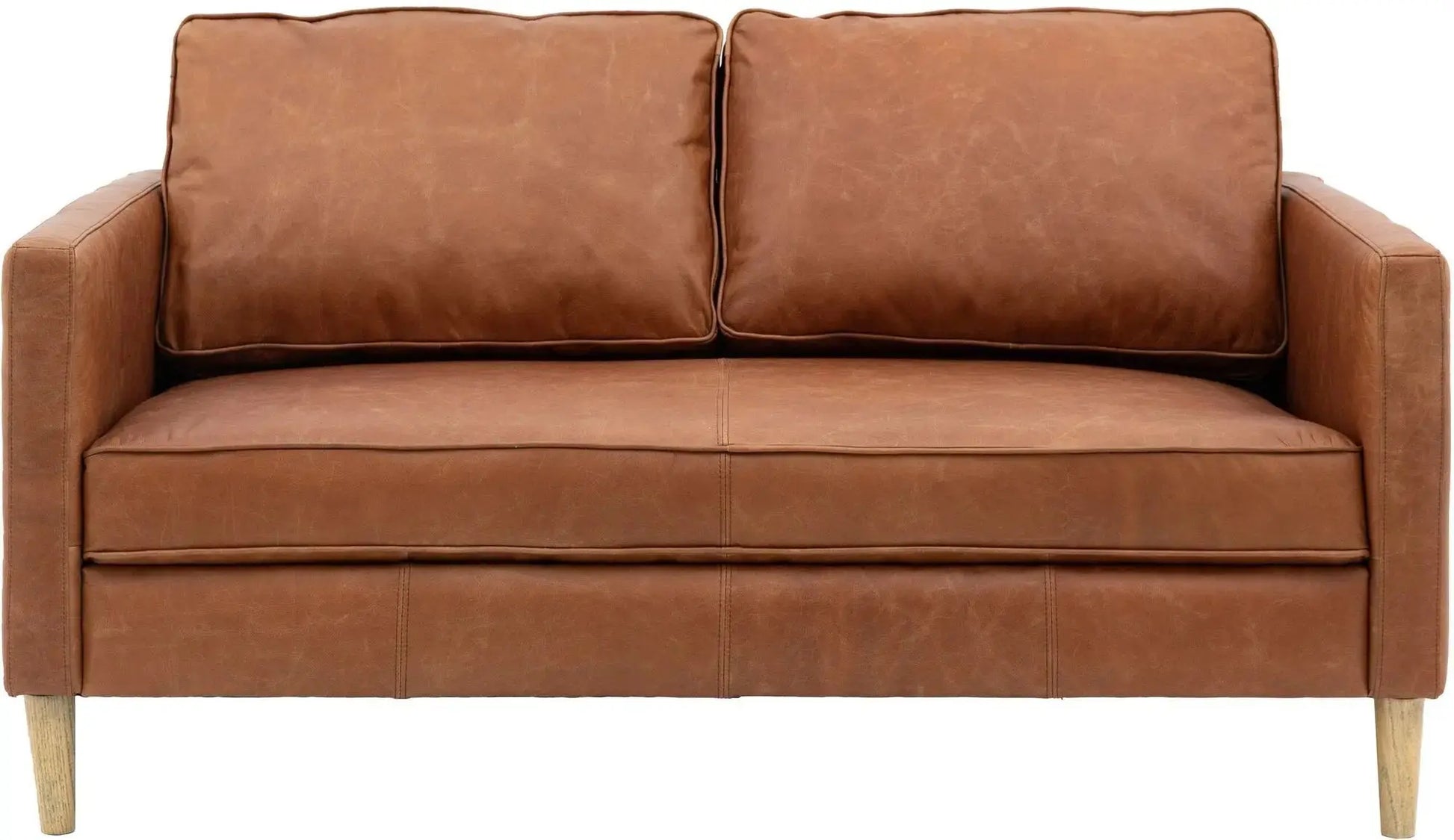 Canberra 2 Seater Sofa – Vintage Brown Leather with Ash Wood Legs  Nicholas John Interiors