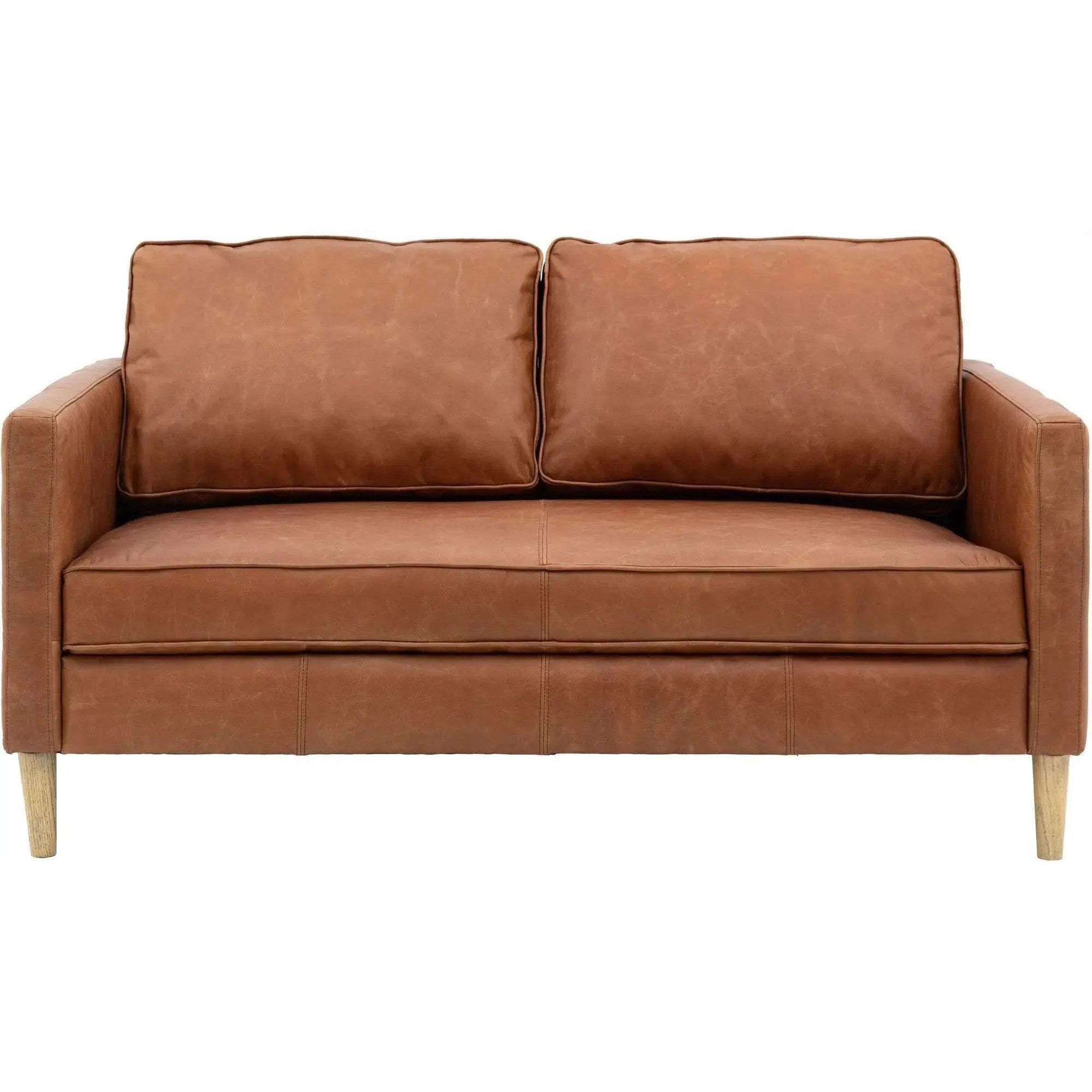 Canberra 2 Seater Sofa – Vintage Brown Leather with Ash Wood Legs  Nicholas John Interiors