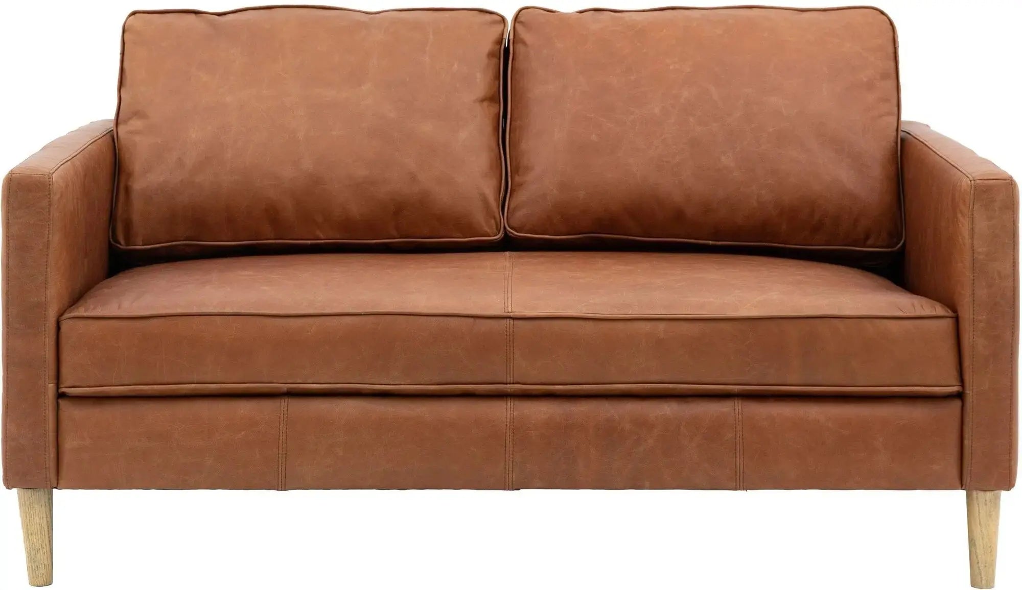 Canberra 2 Seater Sofa – Vintage Brown Leather with Ash Wood Legs  Nicholas John Interiors