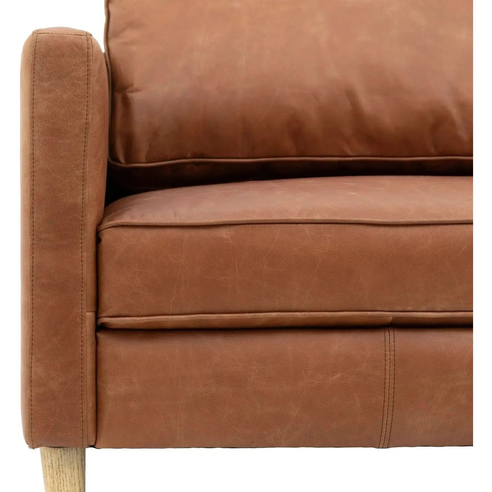 Canberra 2 Seater Sofa – Vintage Brown Leather with Ash Wood Legs  Nicholas John Interiors