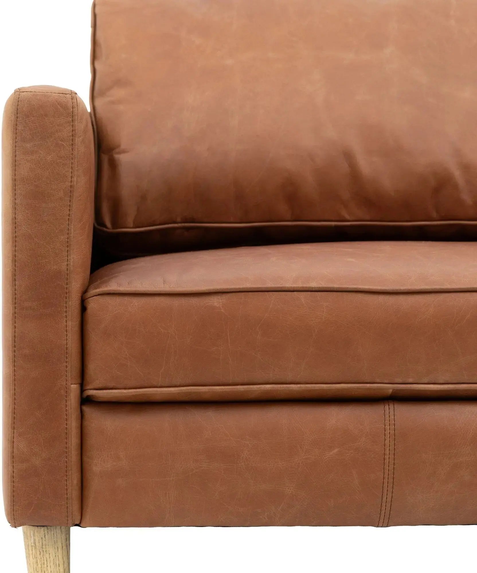 Canberra 2 Seater Sofa – Vintage Brown Leather with Ash Wood Legs  Nicholas John Interiors
