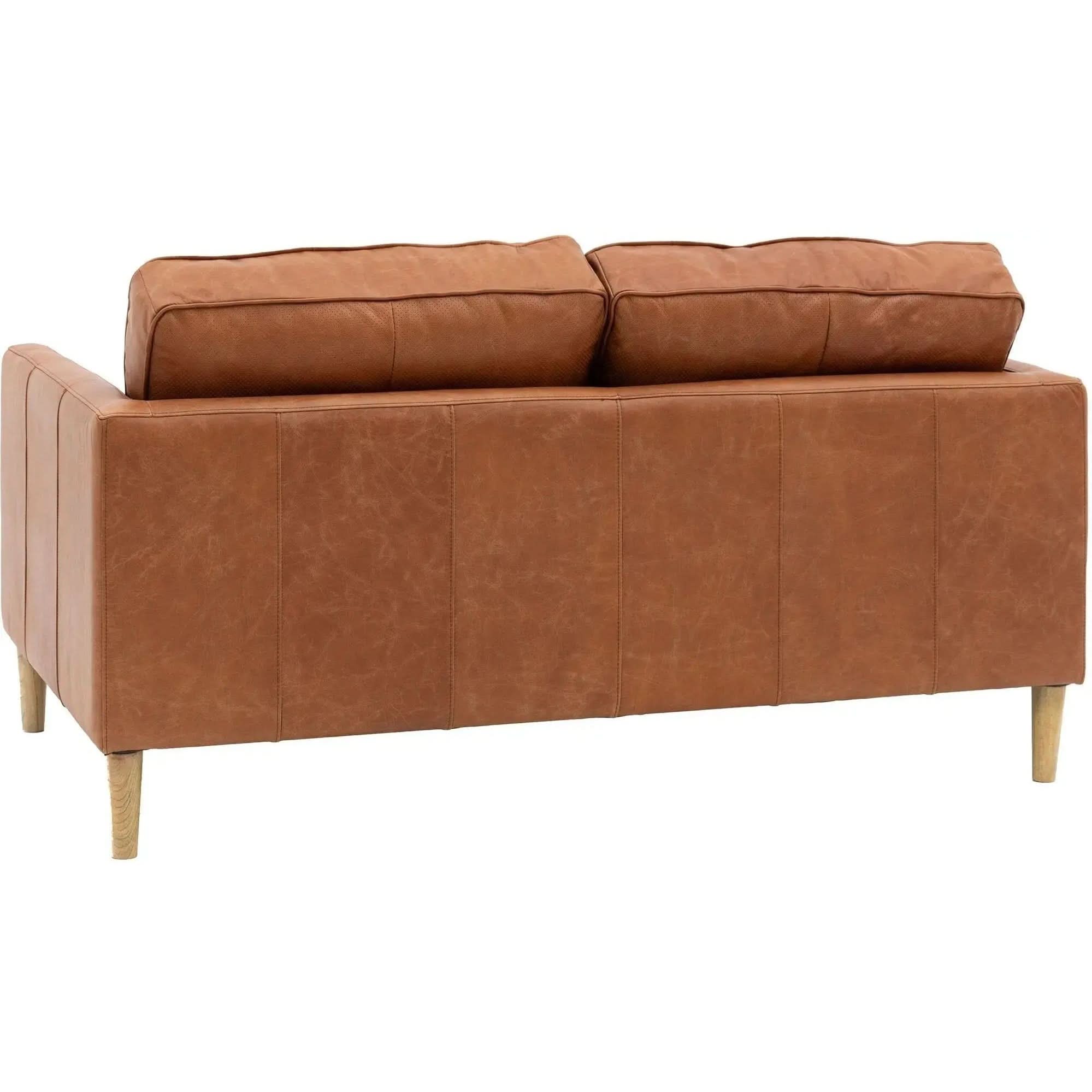 Canberra 2 Seater Sofa – Vintage Brown Leather with Ash Wood Legs  Nicholas John Interiors