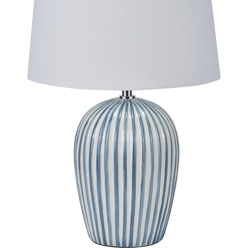 Cannes Blue and White Stripe Ceramic Table Lamp  Nicholas John Interiors