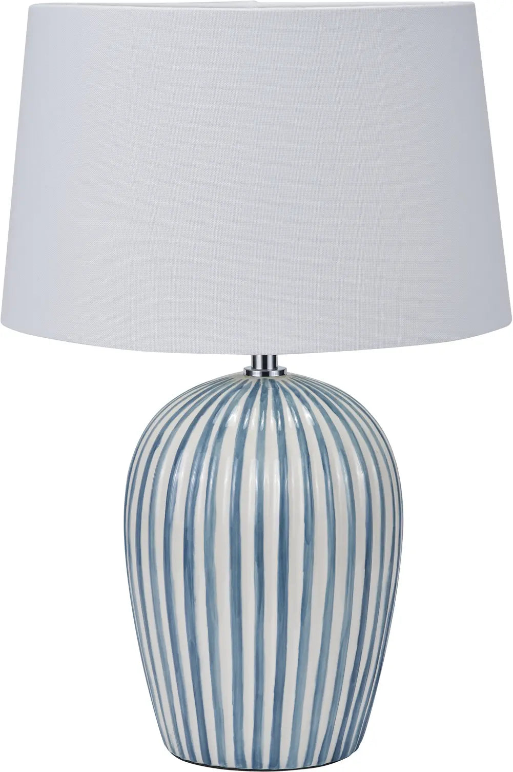 Cannes Blue and White Stripe Ceramic Table Lamp  Nicholas John Interiors