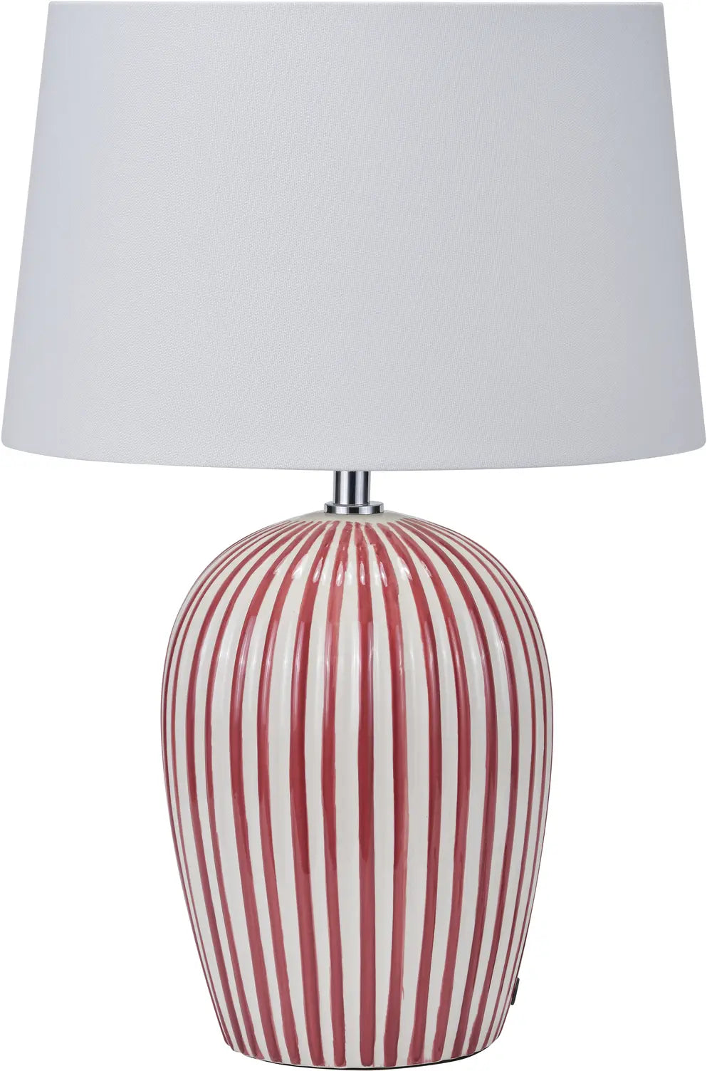 Cannes Mulberry and White Stripe Ceramic Table Lamp  Nicholas John Interiors