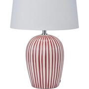 Cannes Mulberry and White Stripe Ceramic Table Lamp   Nicholas John Interiors