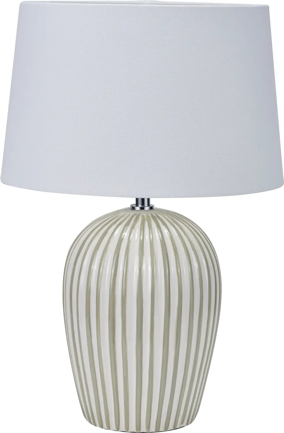Cannes Sage and White Stripe Ceramic Table Lamp  Nicholas John Interiors