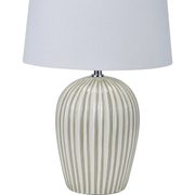 Cannes Sage and White Stripe Ceramic Table Lamp   Nicholas John Interiors